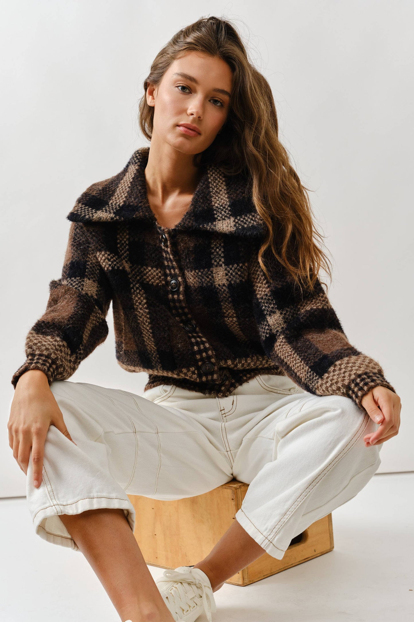 Plaid Button Down Cardigan