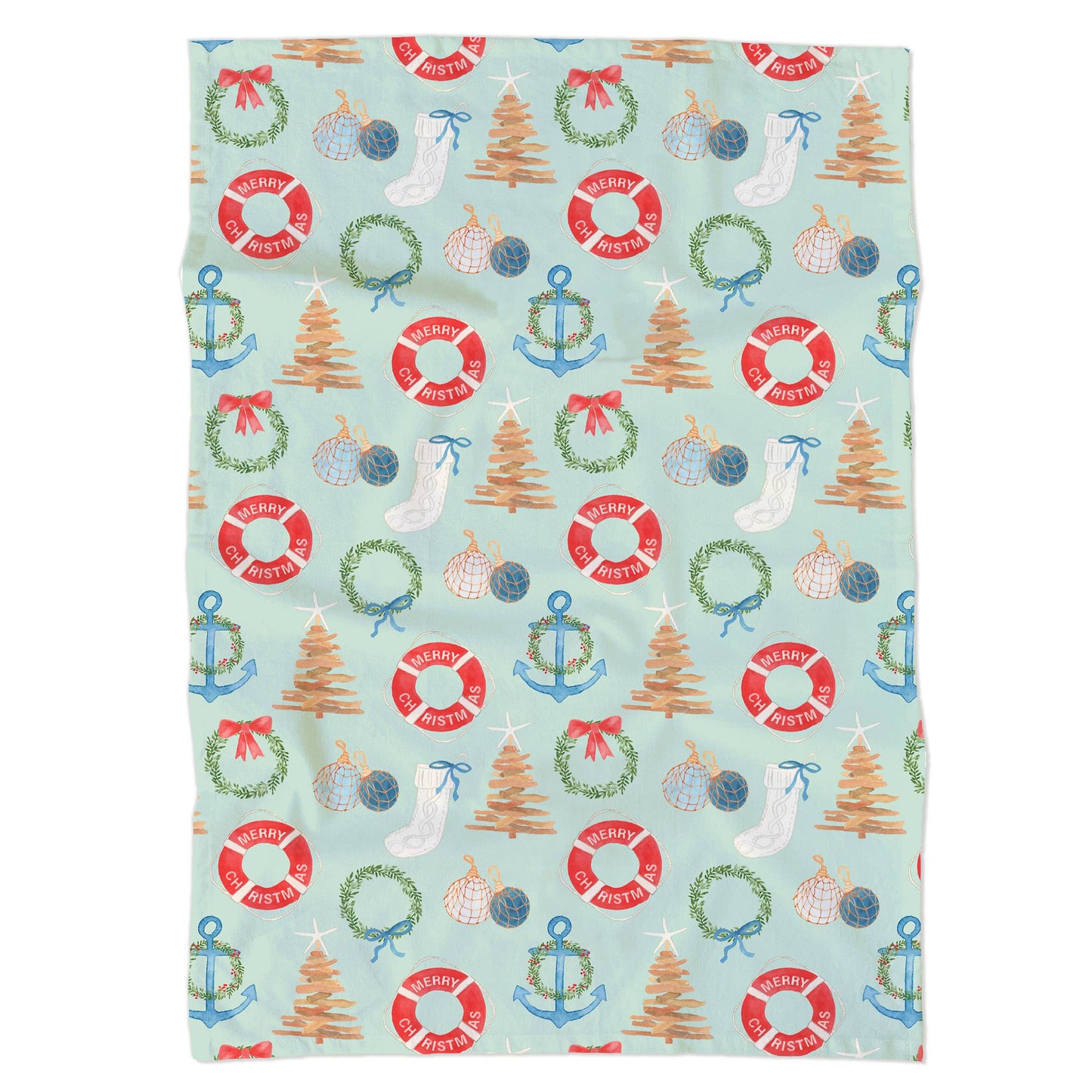 Coastal Christmas Tea Towel | Coastal Holiday Dish Towel