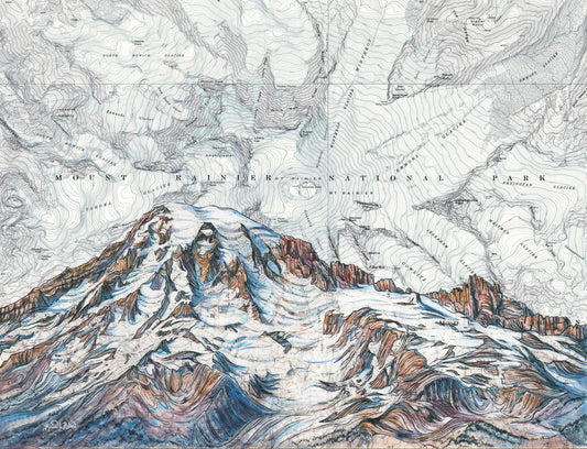 Rainier Summit, Mt Rainier National Park Matted Print