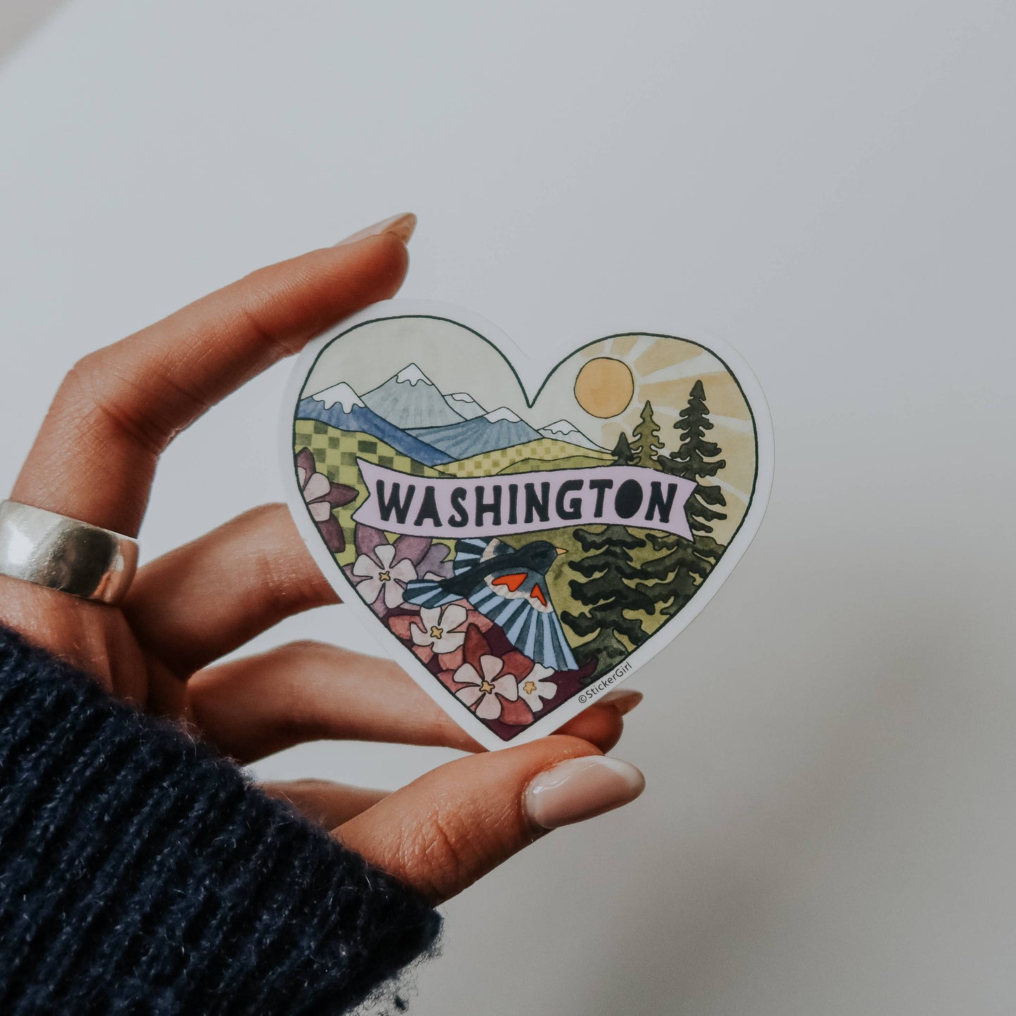 Washington Heart Vinyl Sticker