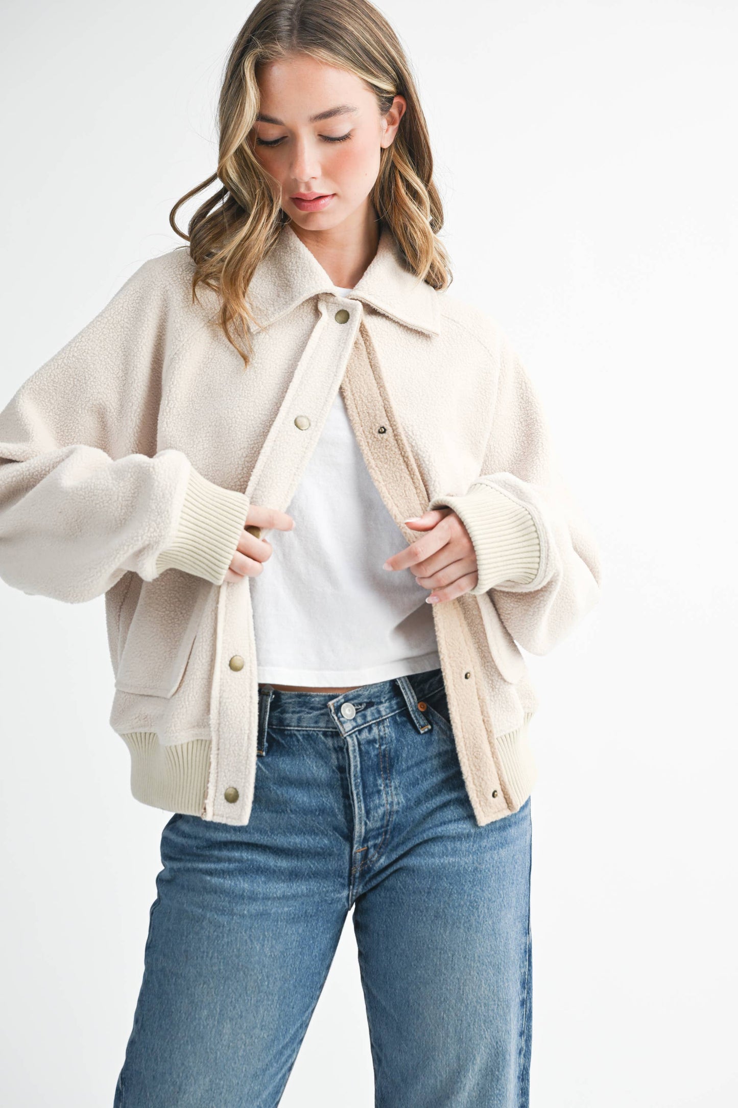 Cropped Button-Up Jacket with Patch Pockets