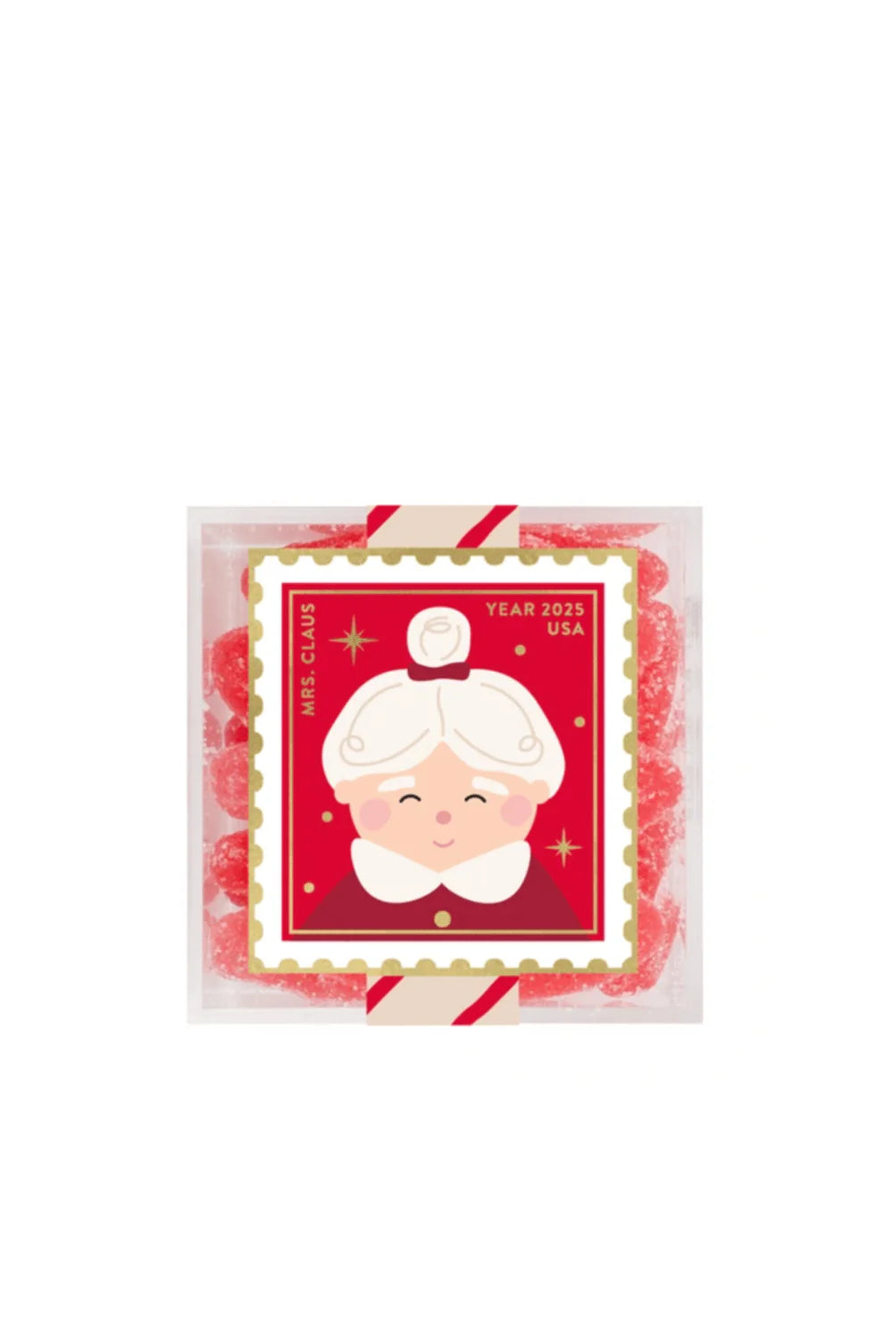 Mrs. Claus Mistletoe Kisses Red White Candy Box