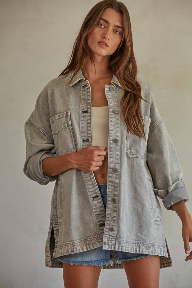 Woven Cotton Washed Denim Jacket