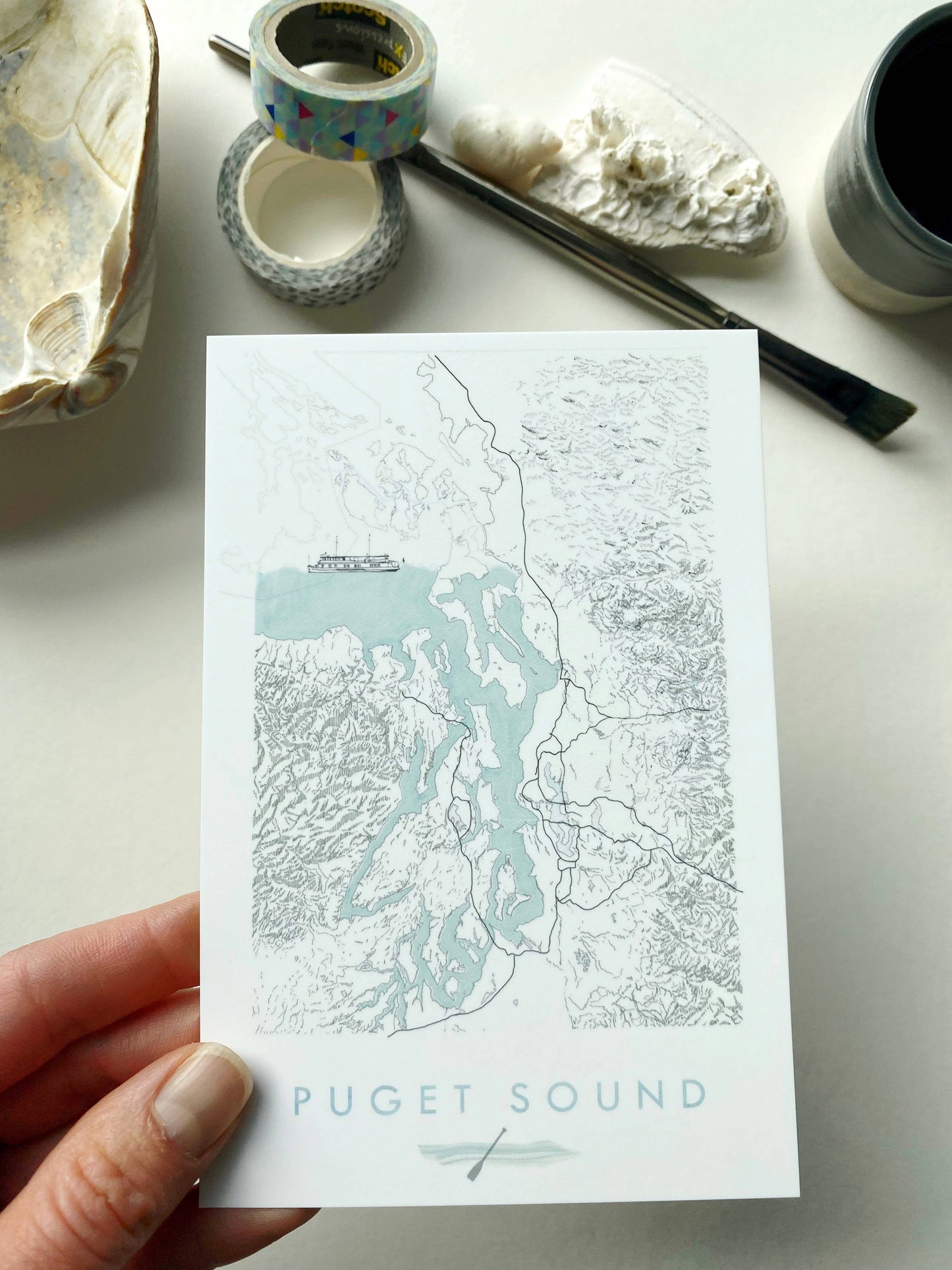 Puget Sound Washington Map - Standard Postcard