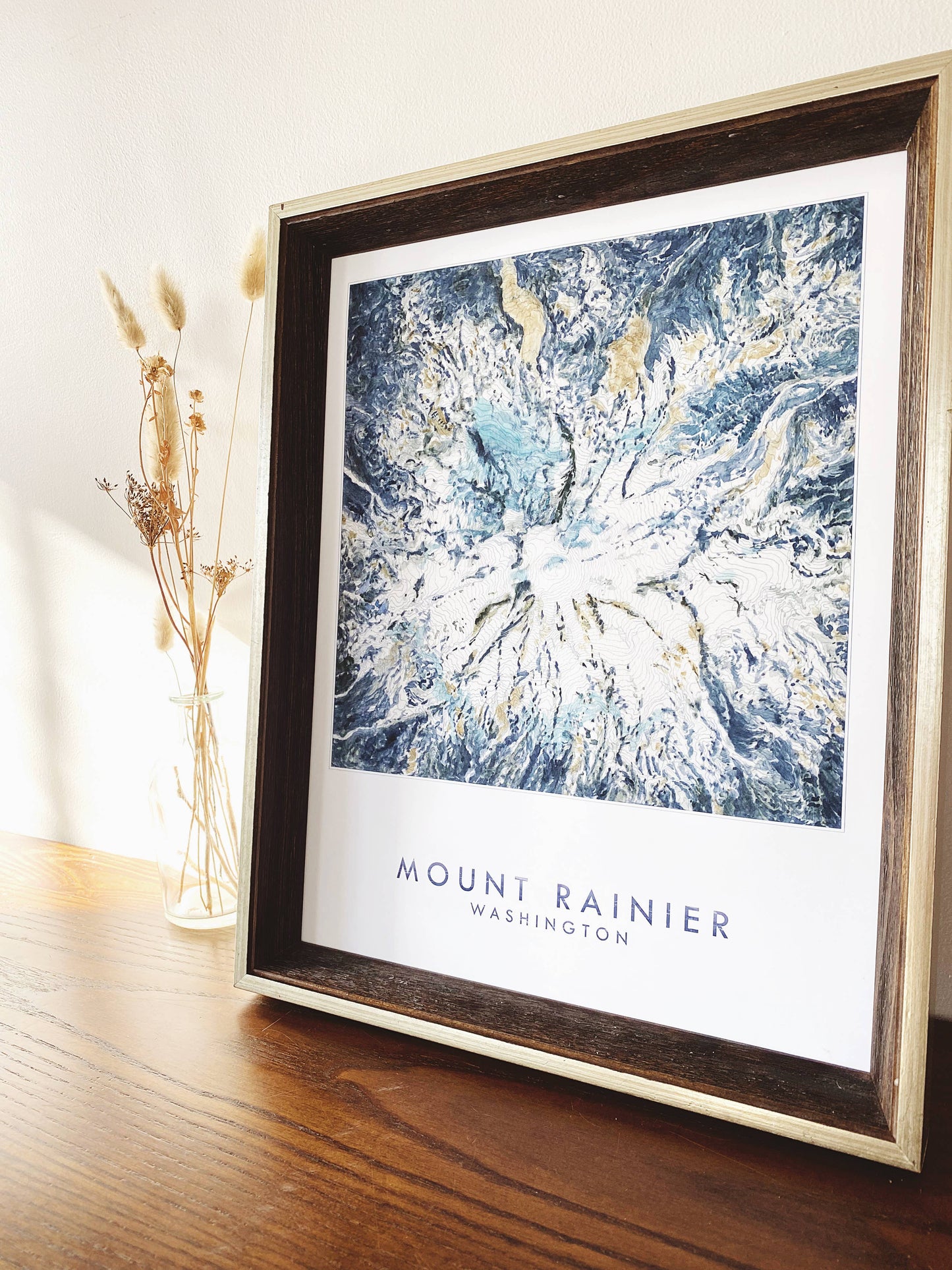 Mount Rainier Topo Watercolor Map ART PRINT: 11 x 14, Mount Rainier