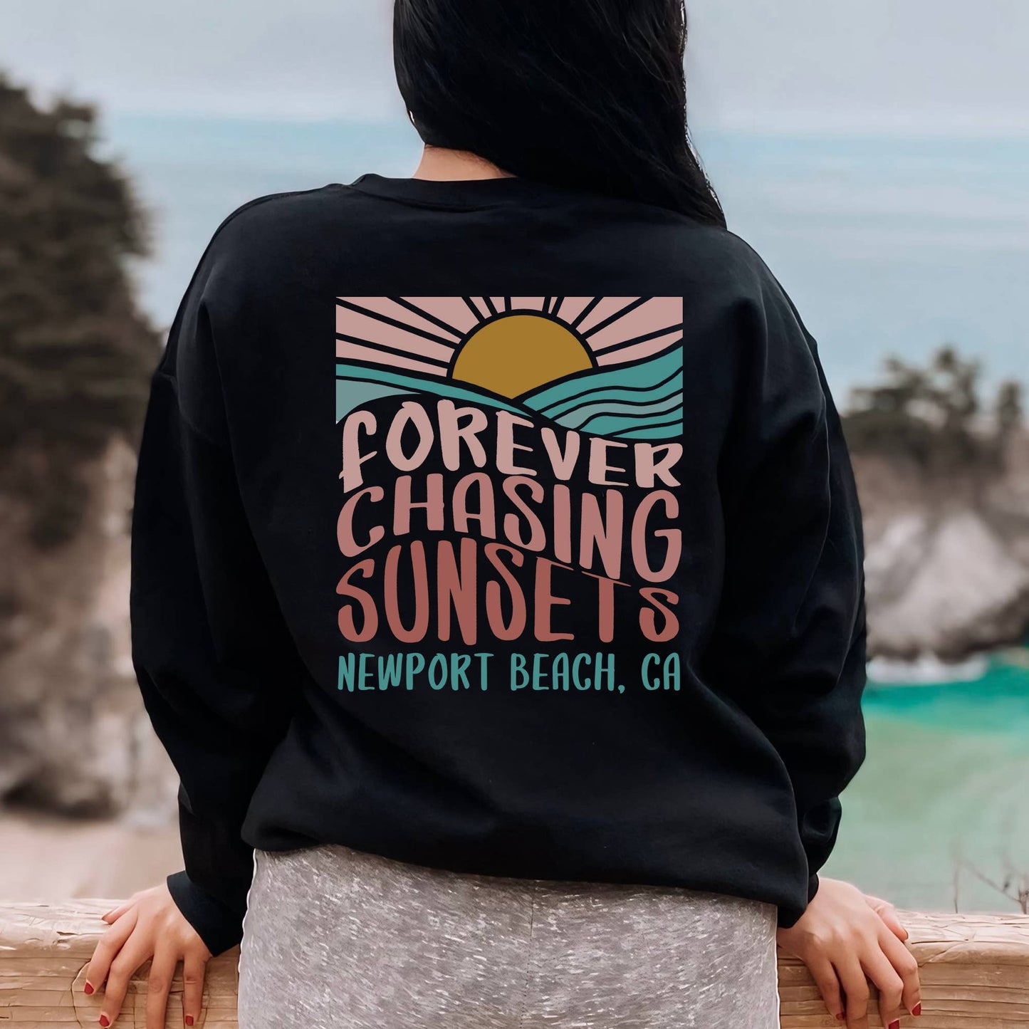 CUSTOM FOREVER CHASING SUNSETS CREWNECK SWEATSHIRT | S-2XL