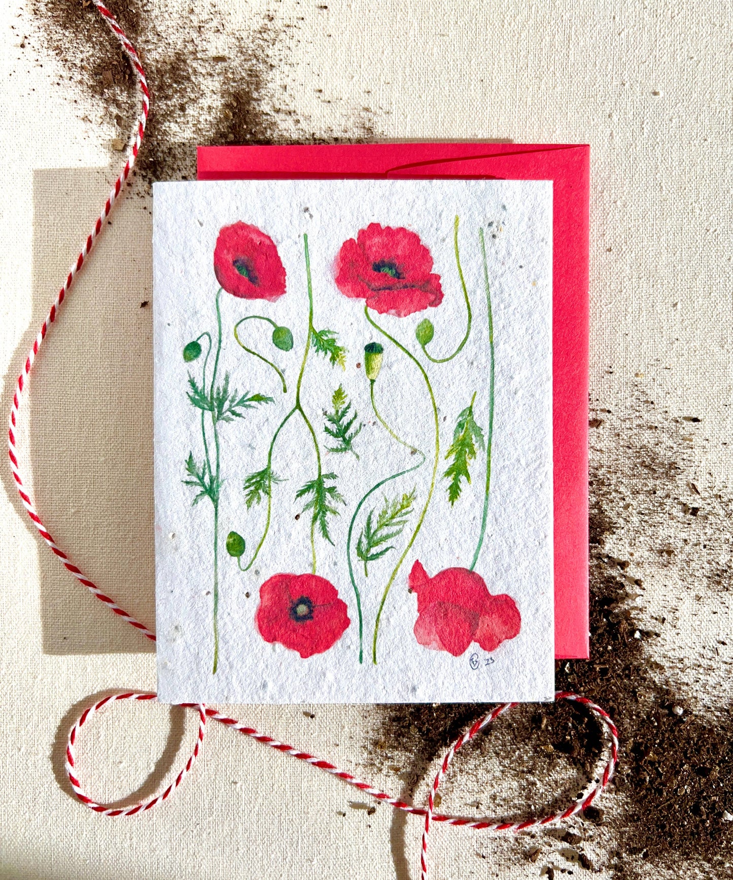 Poppy Fields Wildflower Mix Plantable Seed Card: Compostable Cello Sleeves, White