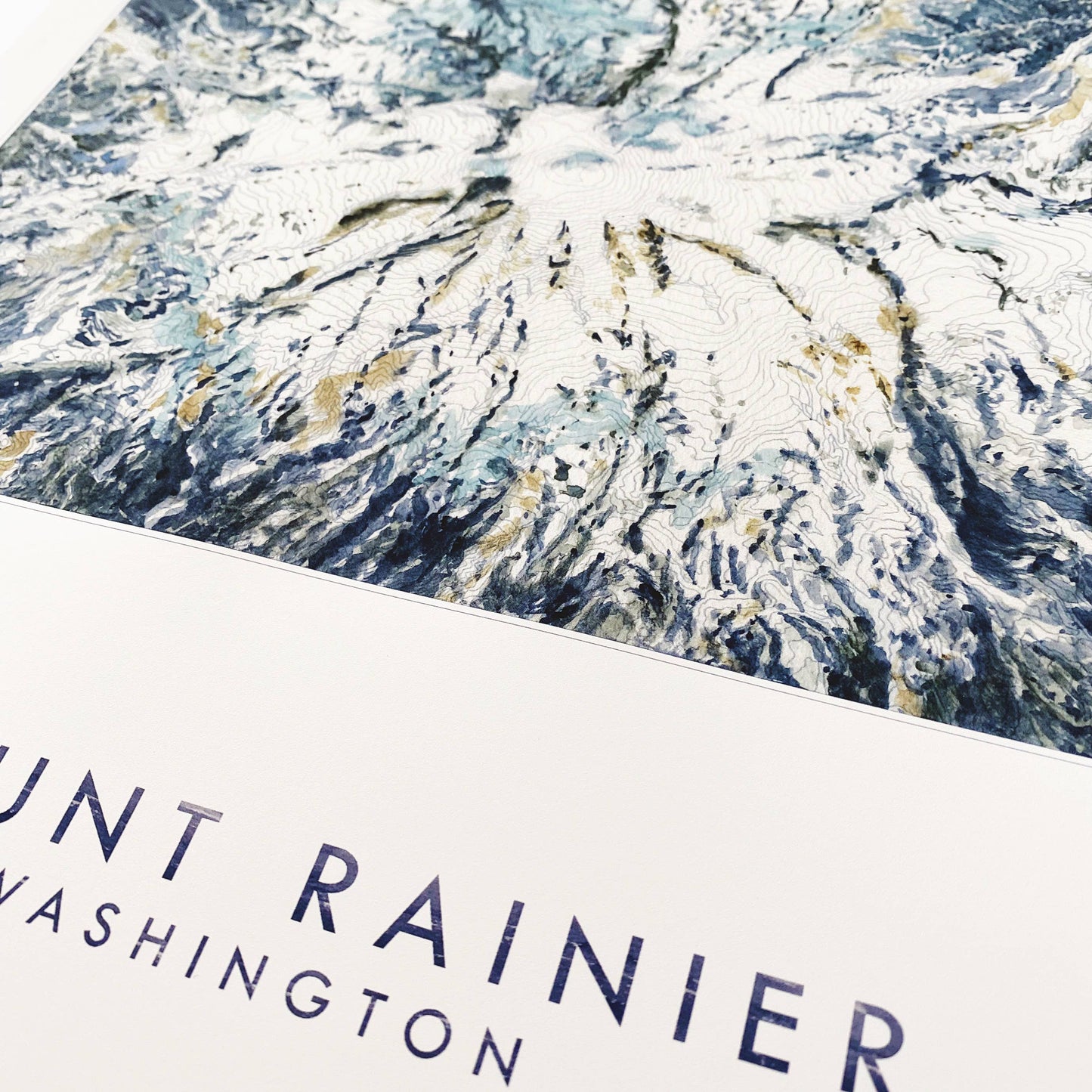 Mount Rainier Topo Watercolor Map ART PRINT: 11 x 14, Mount Rainier