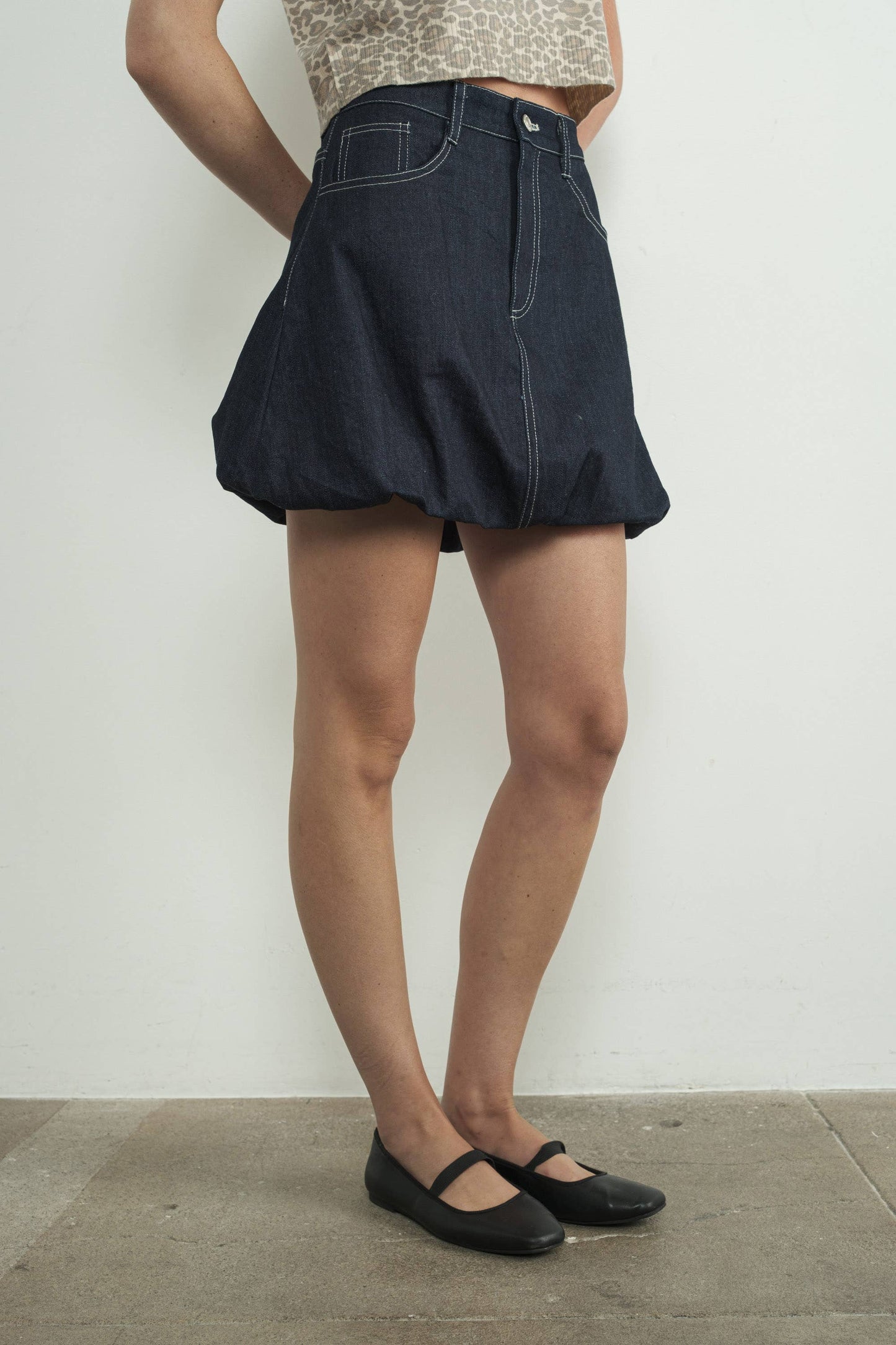DENIM BUBBLE MINI SKIRTS
