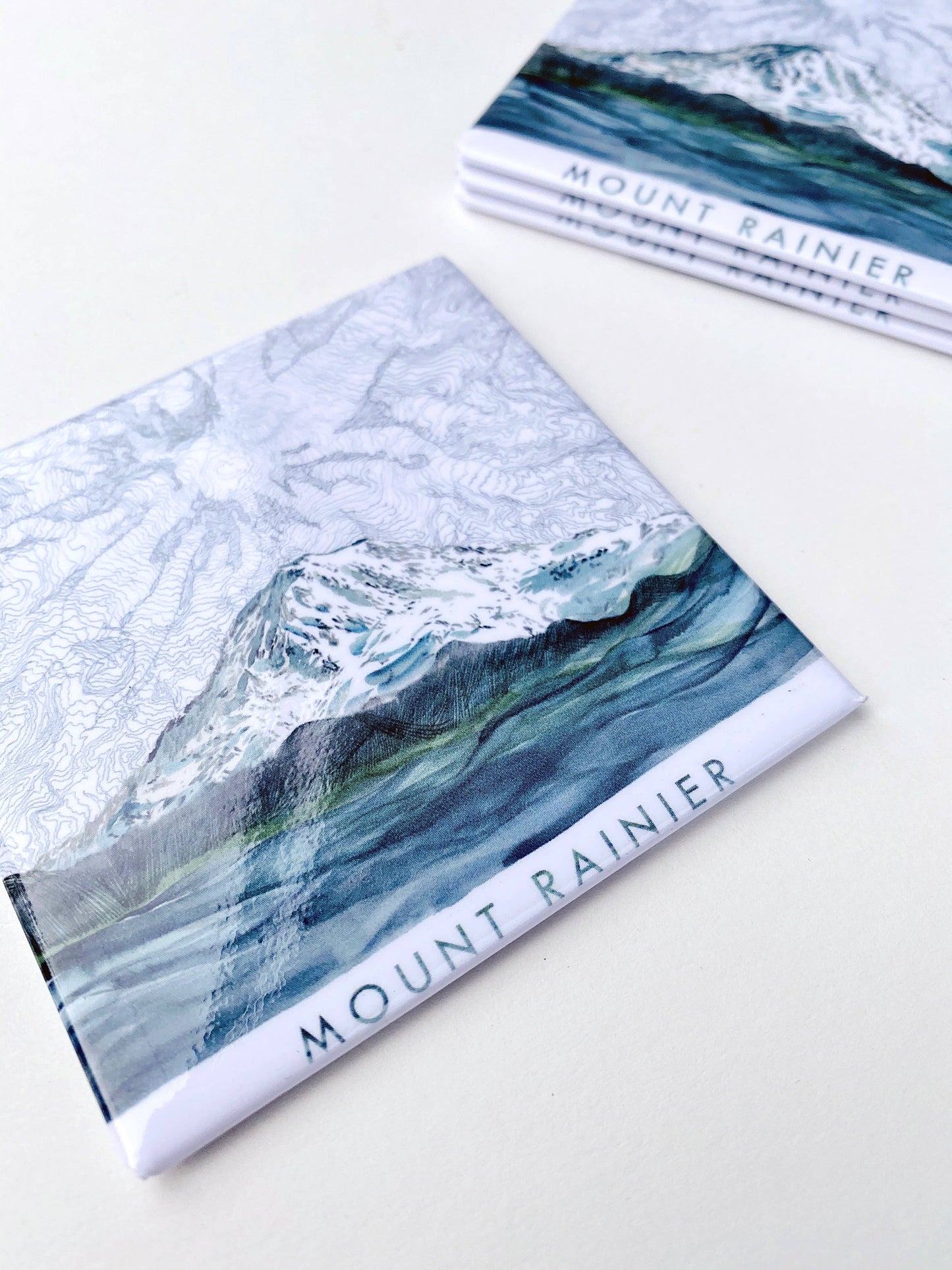 MOUNT RAINIER Magnet Painting + Map - Metal Magnet