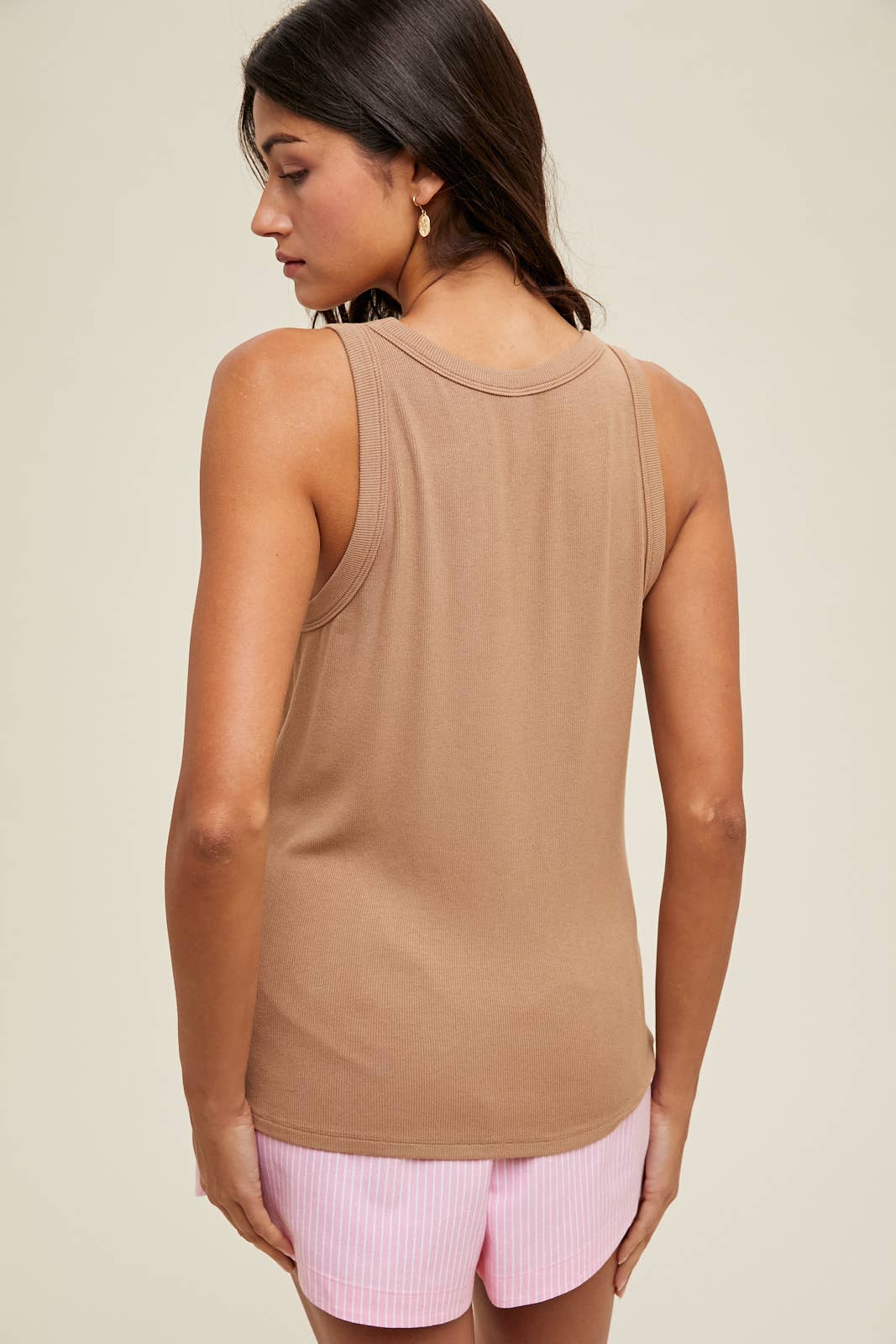 BASIC SCOOP NECK RIBBED KNIT TANK / WL25-10185: OFF WHITE, L