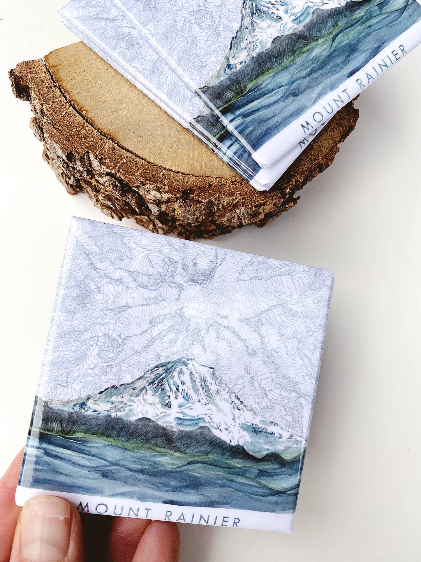MOUNT RAINIER Magnet Painting + Map - Metal Magnet