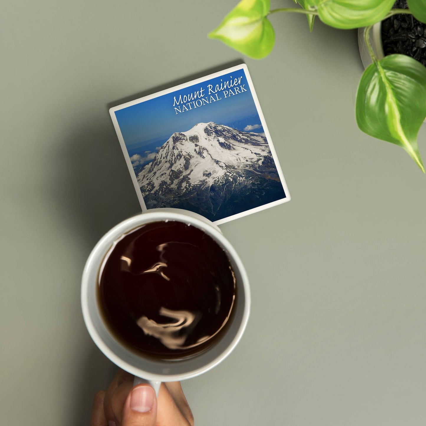 CERAMIC COASTER Mount Rainier National Park, Aerial View