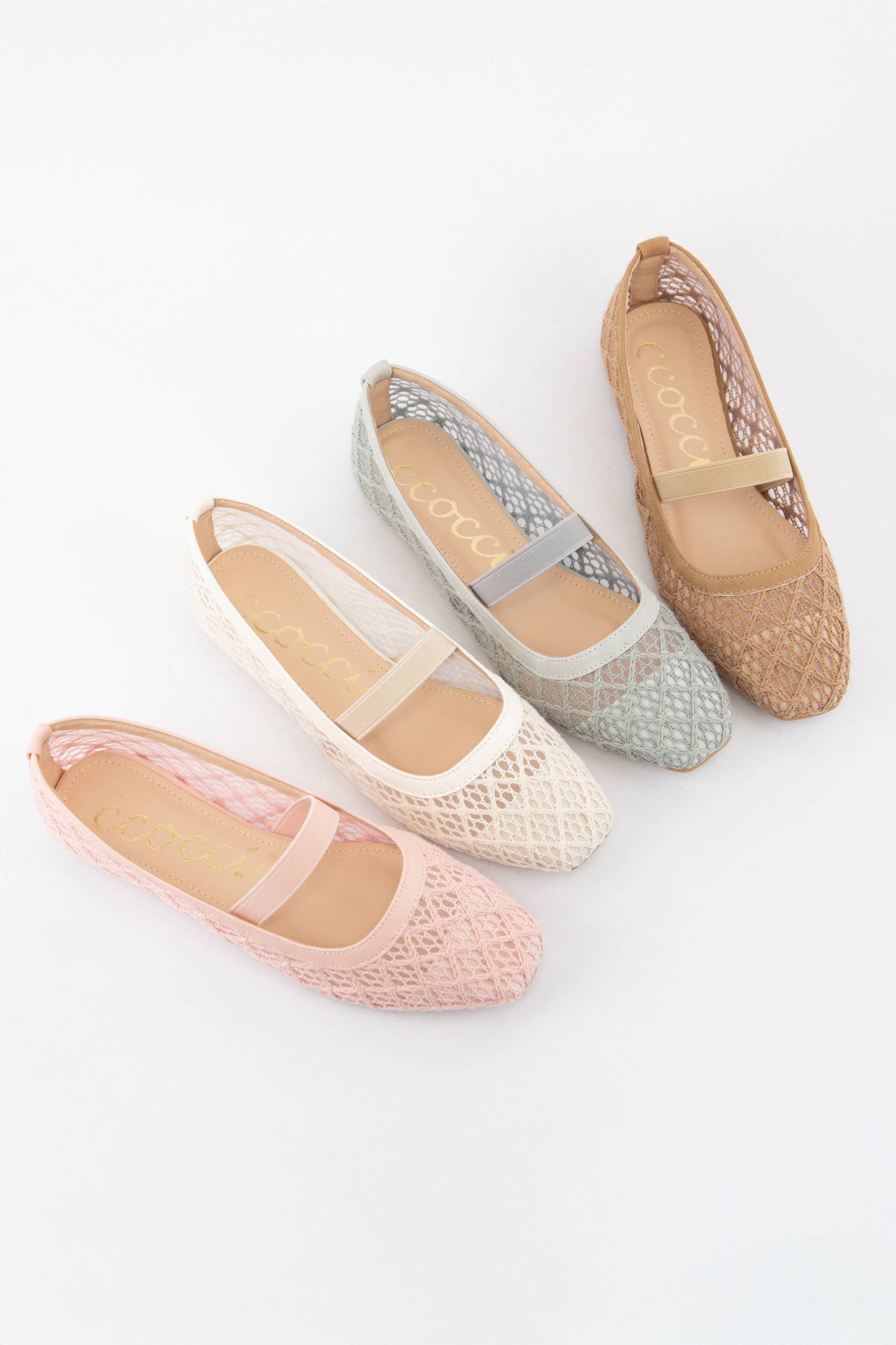 REGINA SEMI SQUARE TOE COTTON LACE UPPER FLAT