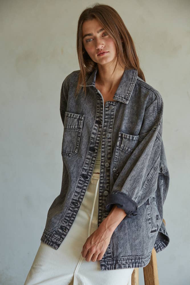 Woven Cotton Washed Denim Jacket