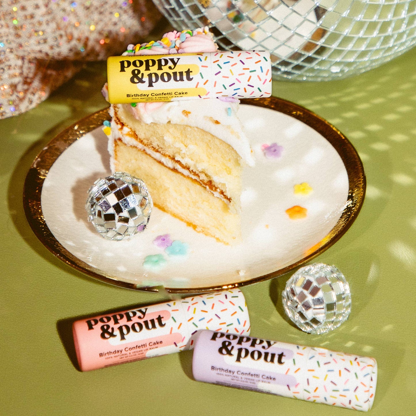 Birthday Confetti Cake Lip Balm in Yellow