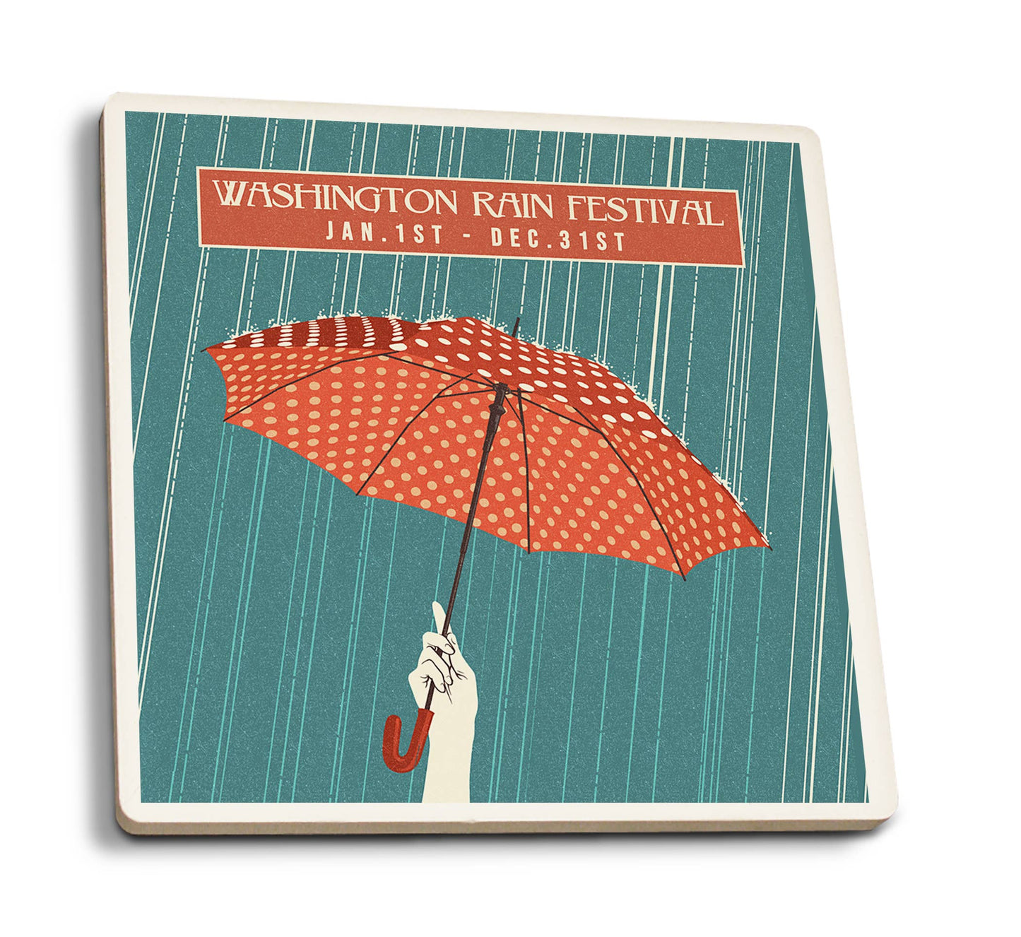 CERAMIC COASTER Washington Rain Festival, Umbrella