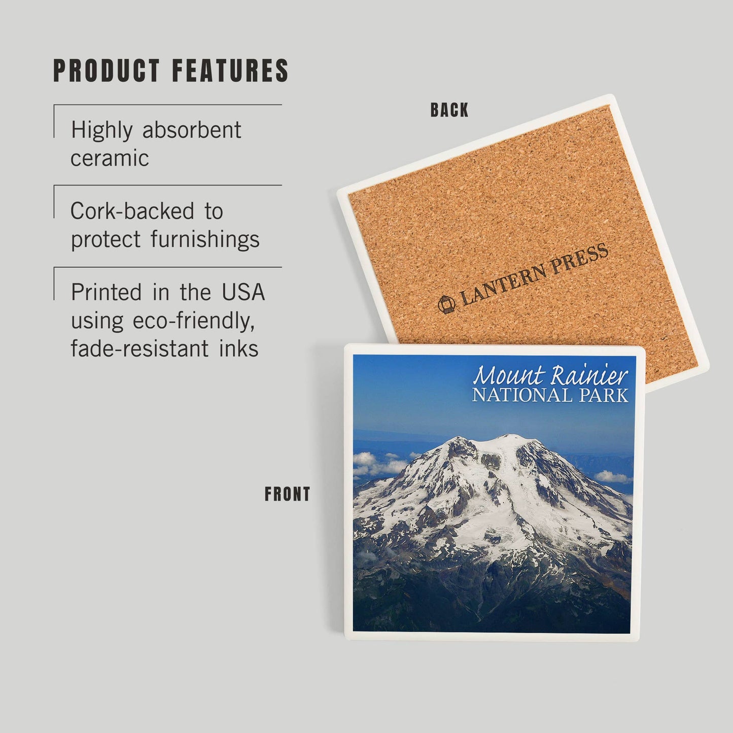 CERAMIC COASTER Mount Rainier National Park, Aerial View