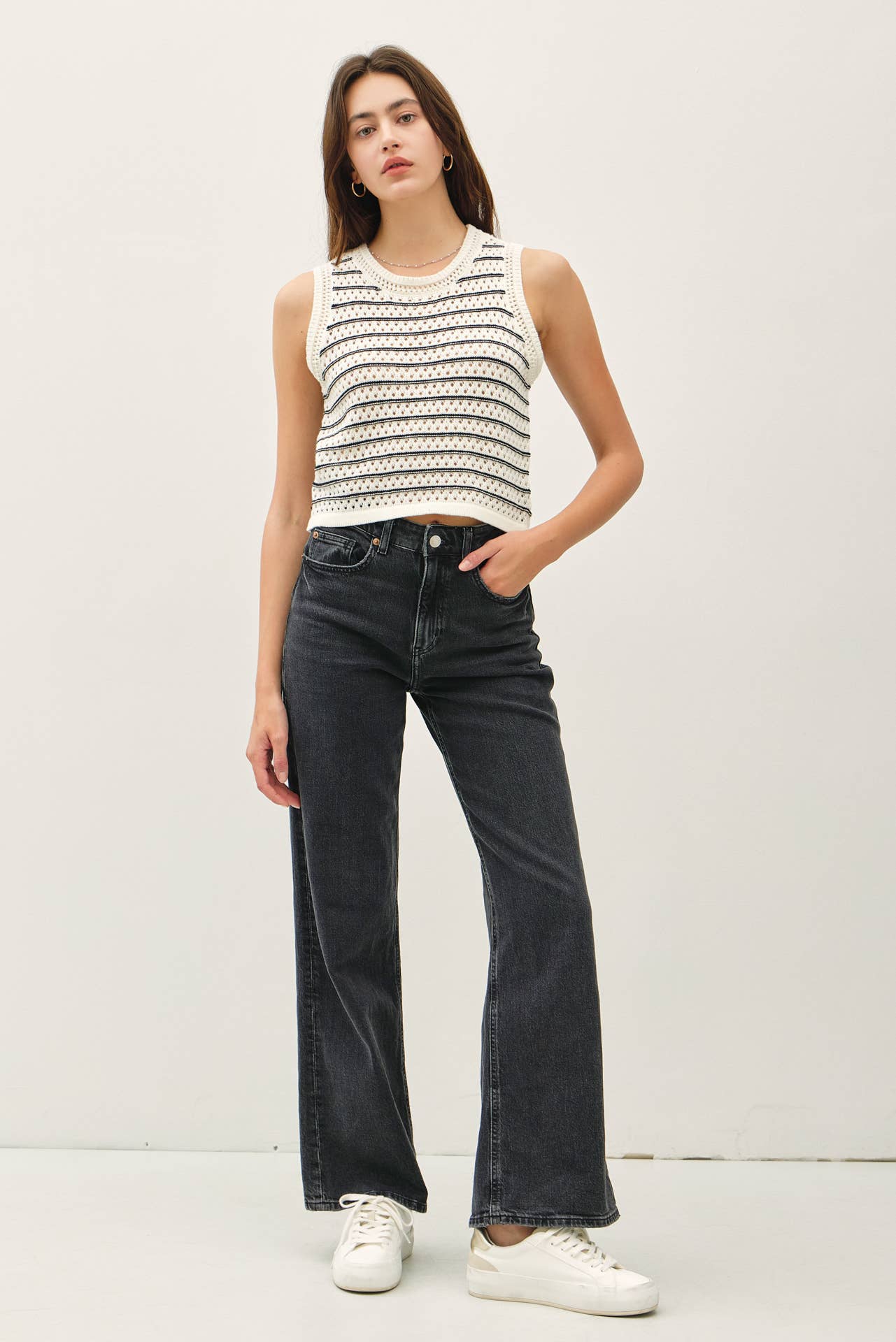 CHUNKY KNIT, STRIPED SWEATER TANK