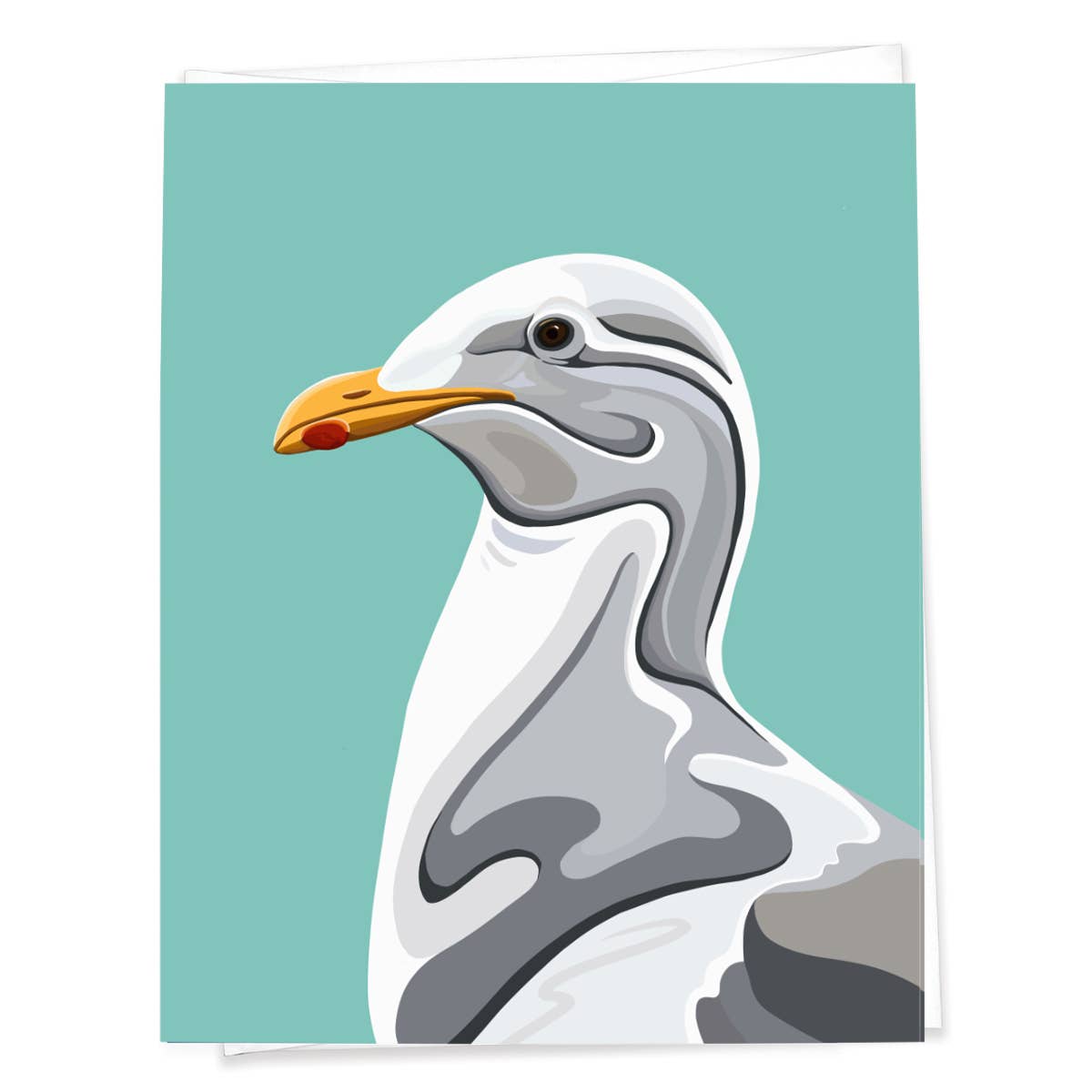 Seagull - Green - Seabird - Everyday Greeting Card (5x7)