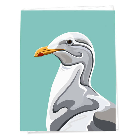 Seagull - Green - Seabird - Everyday Greeting Card (5x7)