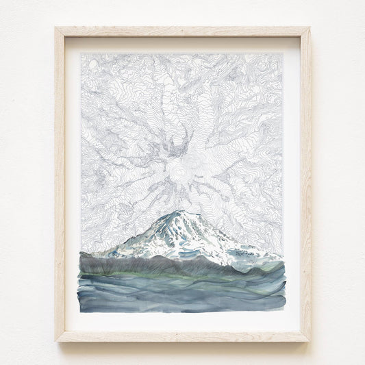 Mount Rainier TAHOMA Topo Mountain ART PRINT : 8 x 10