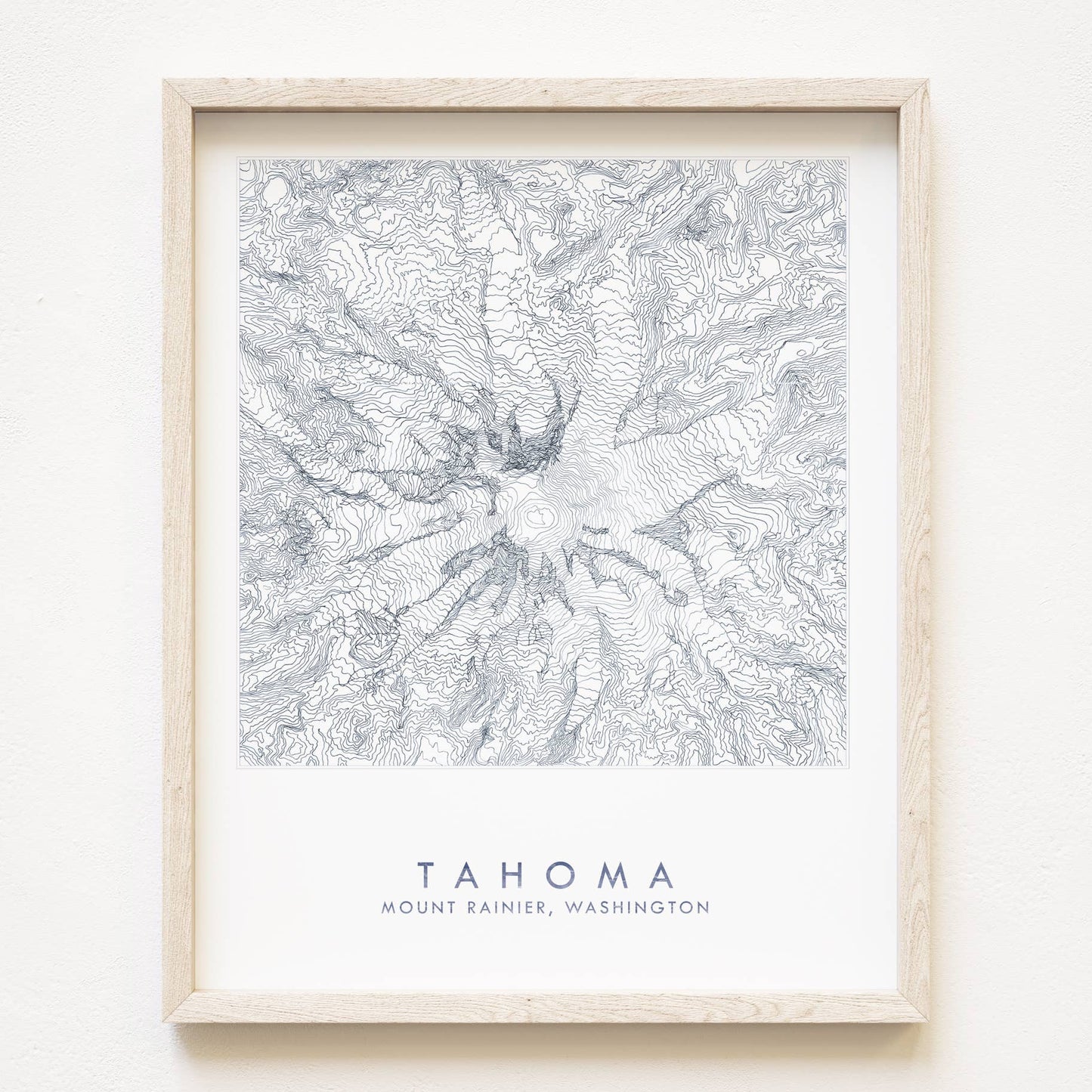 Mount Rainier TAHOMA Topo Lines Map ART PRINT: 11 x 14, MOUNT RAINIER