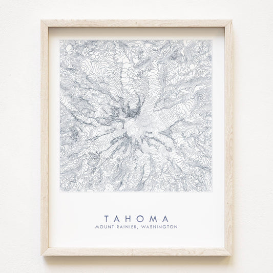 Mount Rainier TAHOMA Topo Lines Map ART PRINT: 11 x 14, MOUNT RAINIER