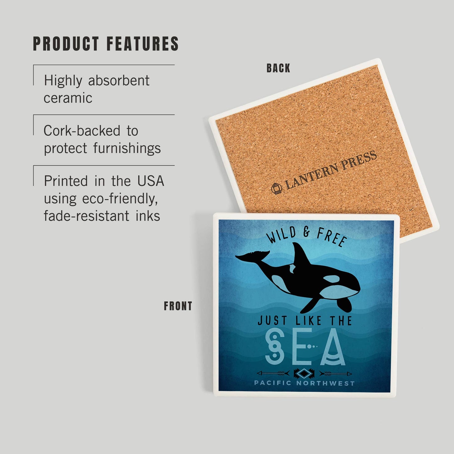 Wild and free Orca CERAMIC COASTER