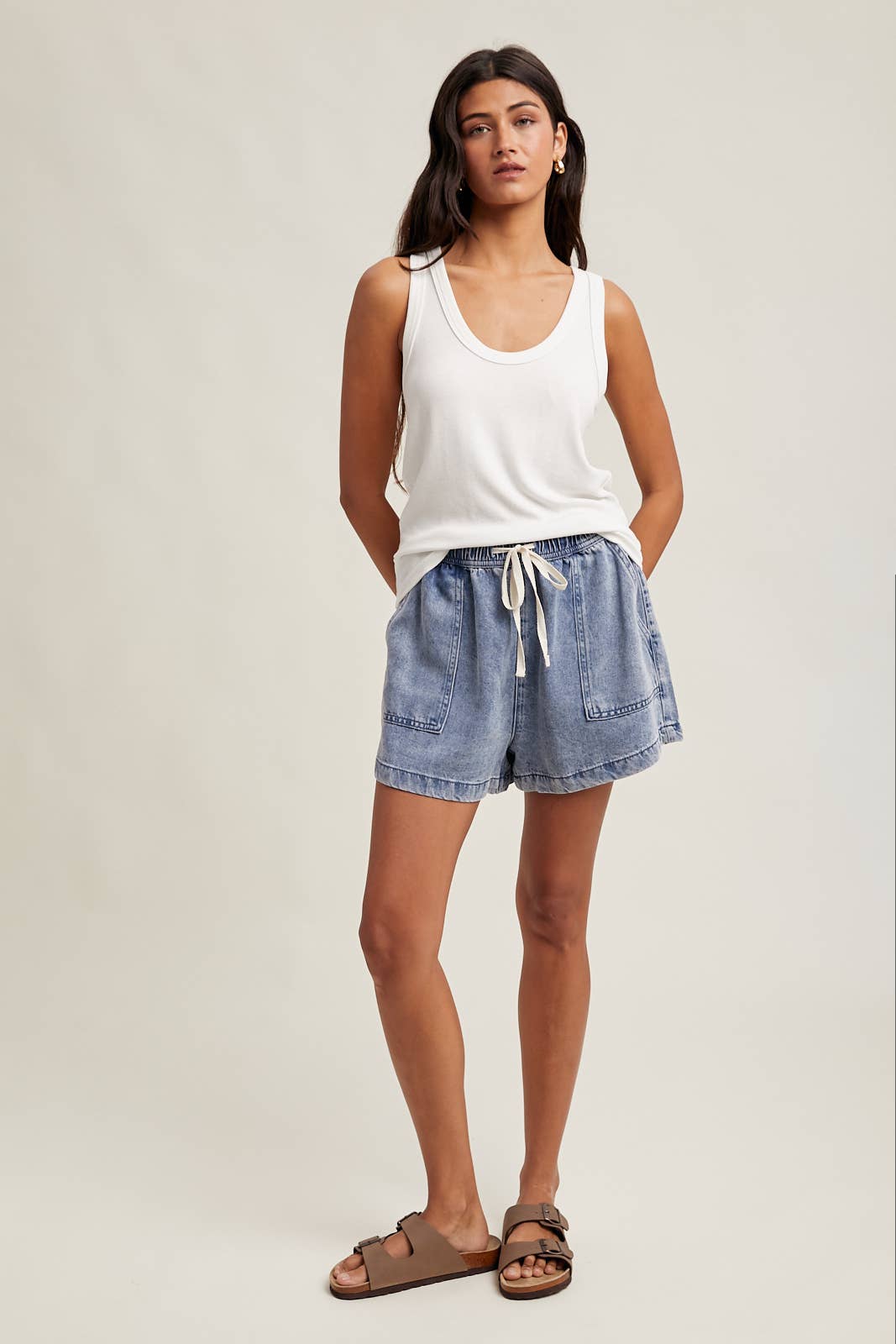 BASIC SCOOP NECK RIBBED KNIT TANK / WL25-10185: OFF WHITE, L