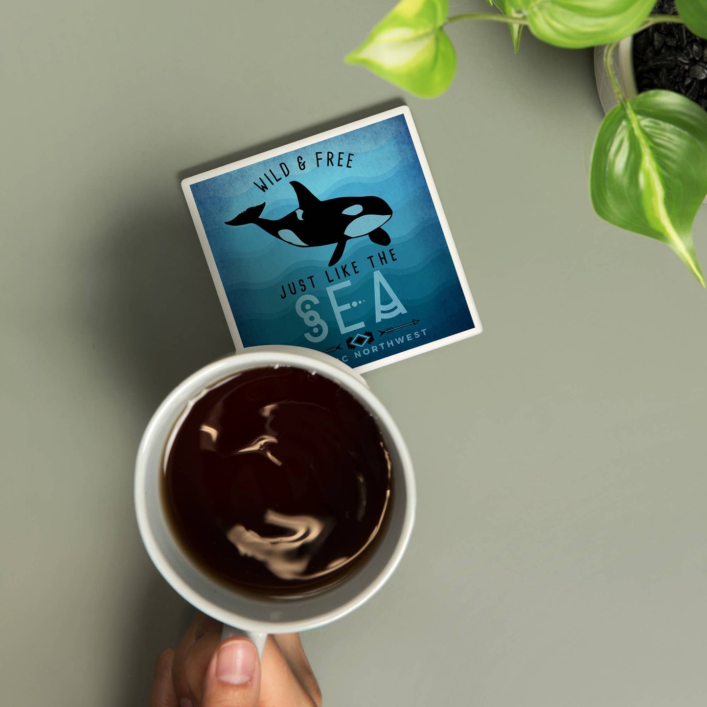 Wild and free Orca CERAMIC COASTER