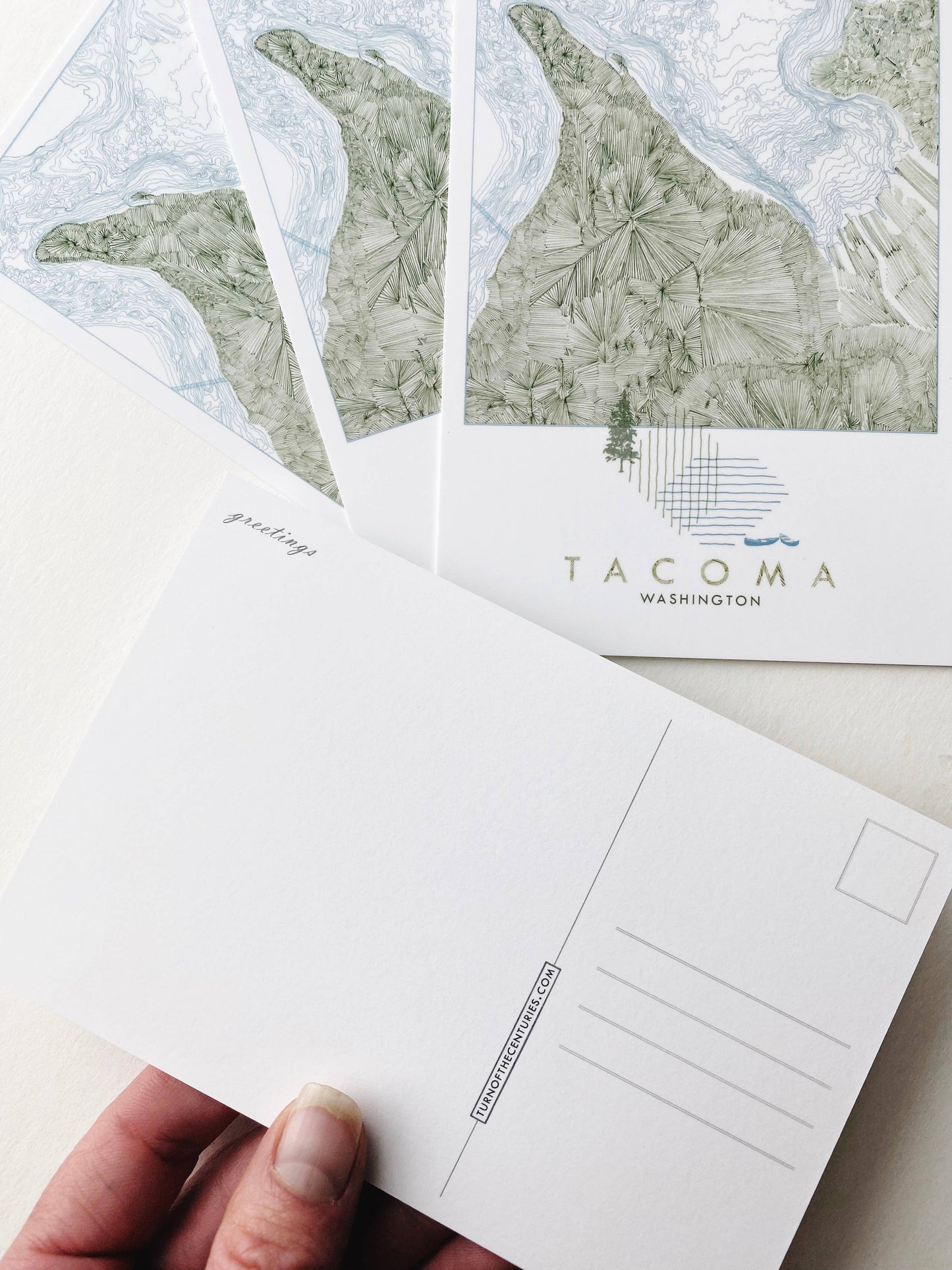 Tacoma Washington Land + Water Map - Standard Postcard