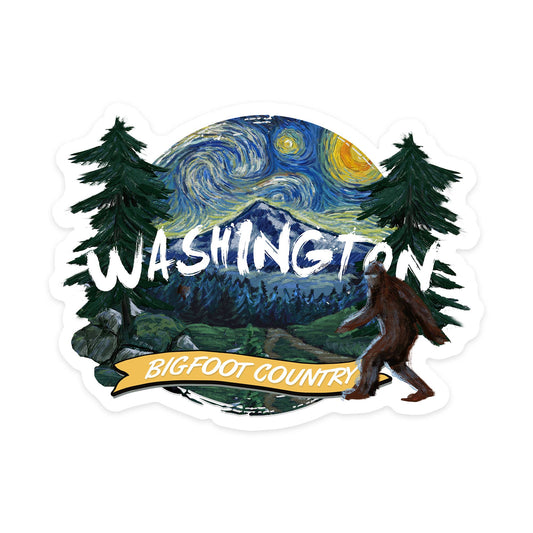 STICKER Washington, Bigfoot Country, Starry Night 1