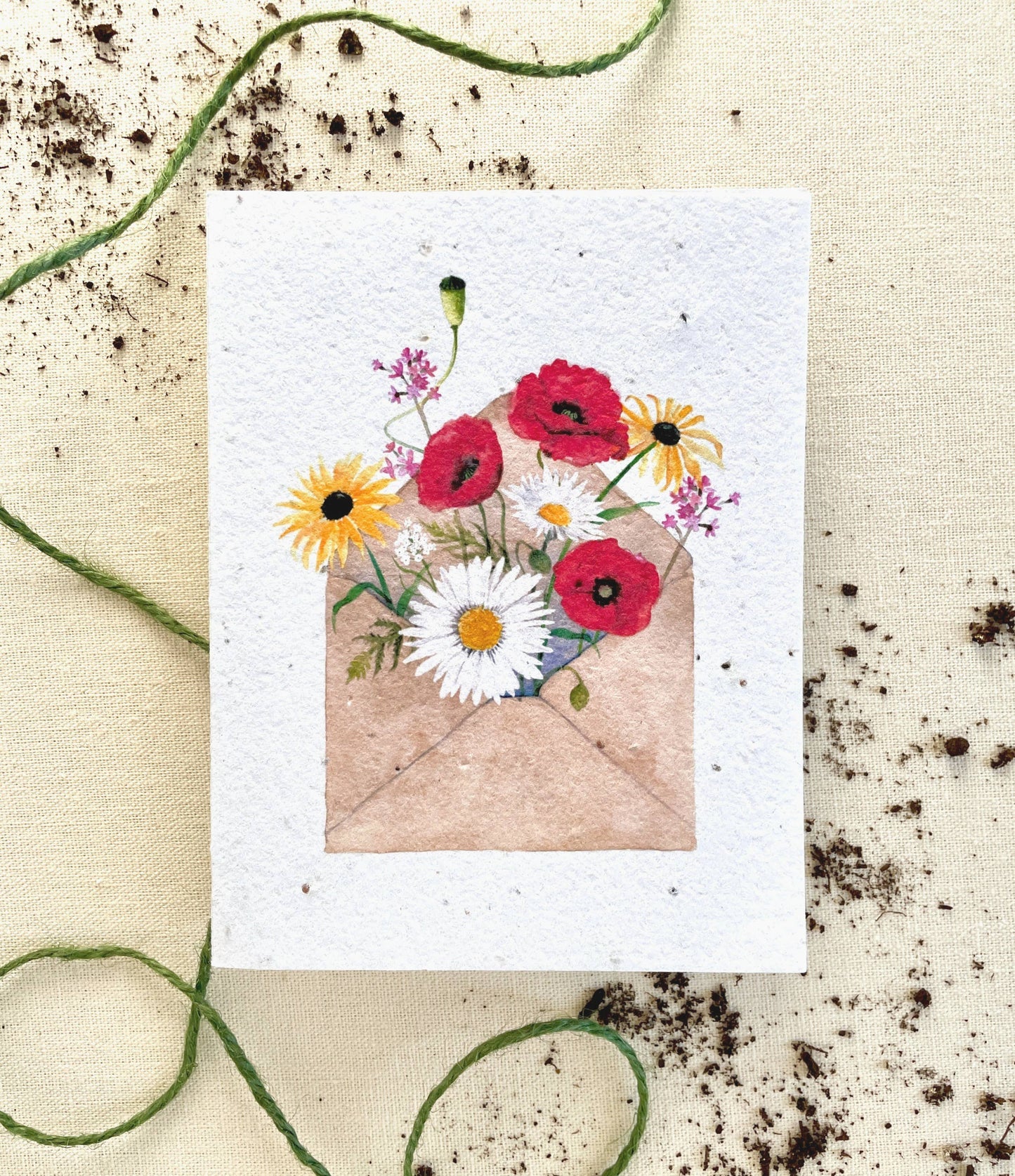 Pocketful of Sunshine Wildflower Plantable Seed Card: Compostable Cello Sleeves, White