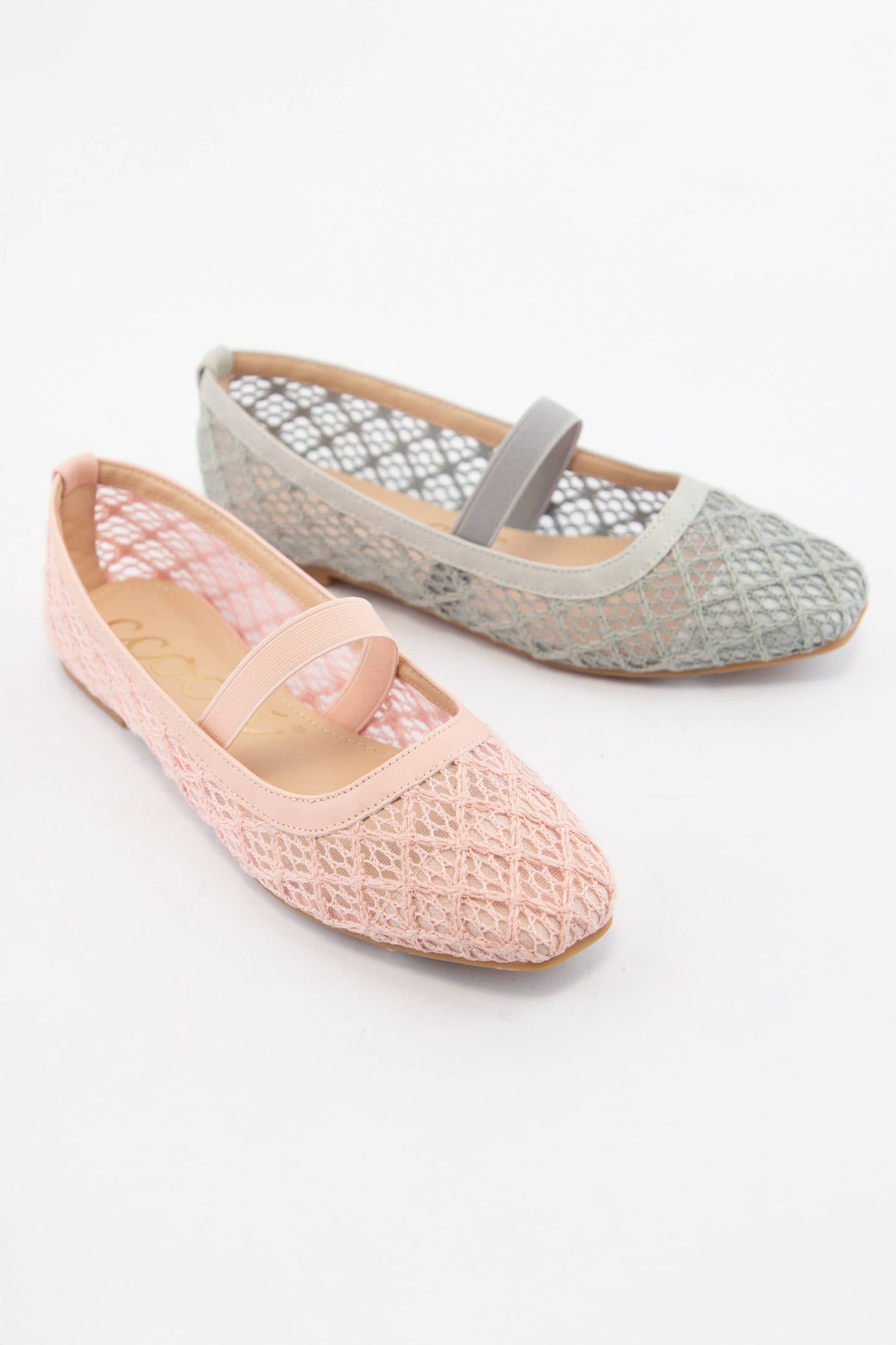 REGINA SEMI SQUARE TOE COTTON LACE UPPER FLAT