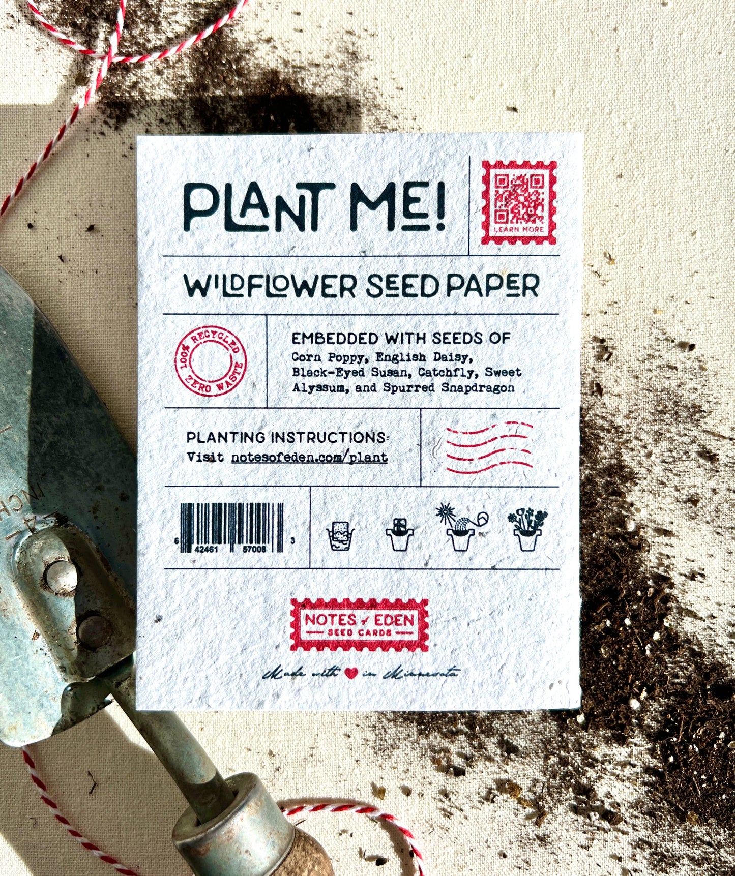 Pocketful of Sunshine Wildflower Plantable Seed Card: Compostable Cello Sleeves, White