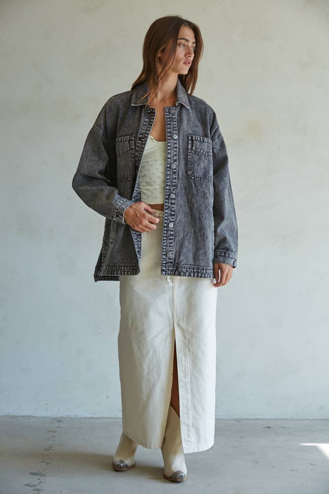 Woven Cotton Washed Denim Jacket
