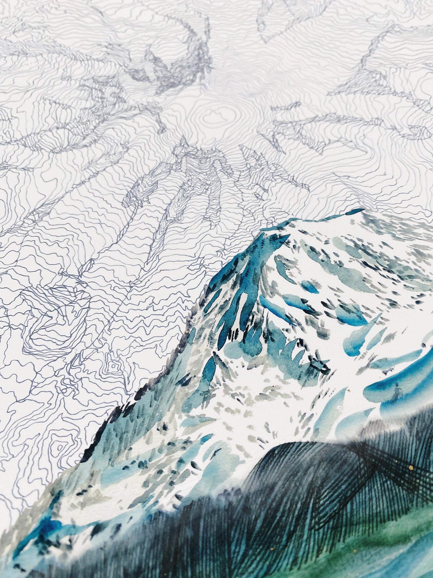 Mount Rainier TAHOMA Topo Mountain ART PRINT : 11 x 14