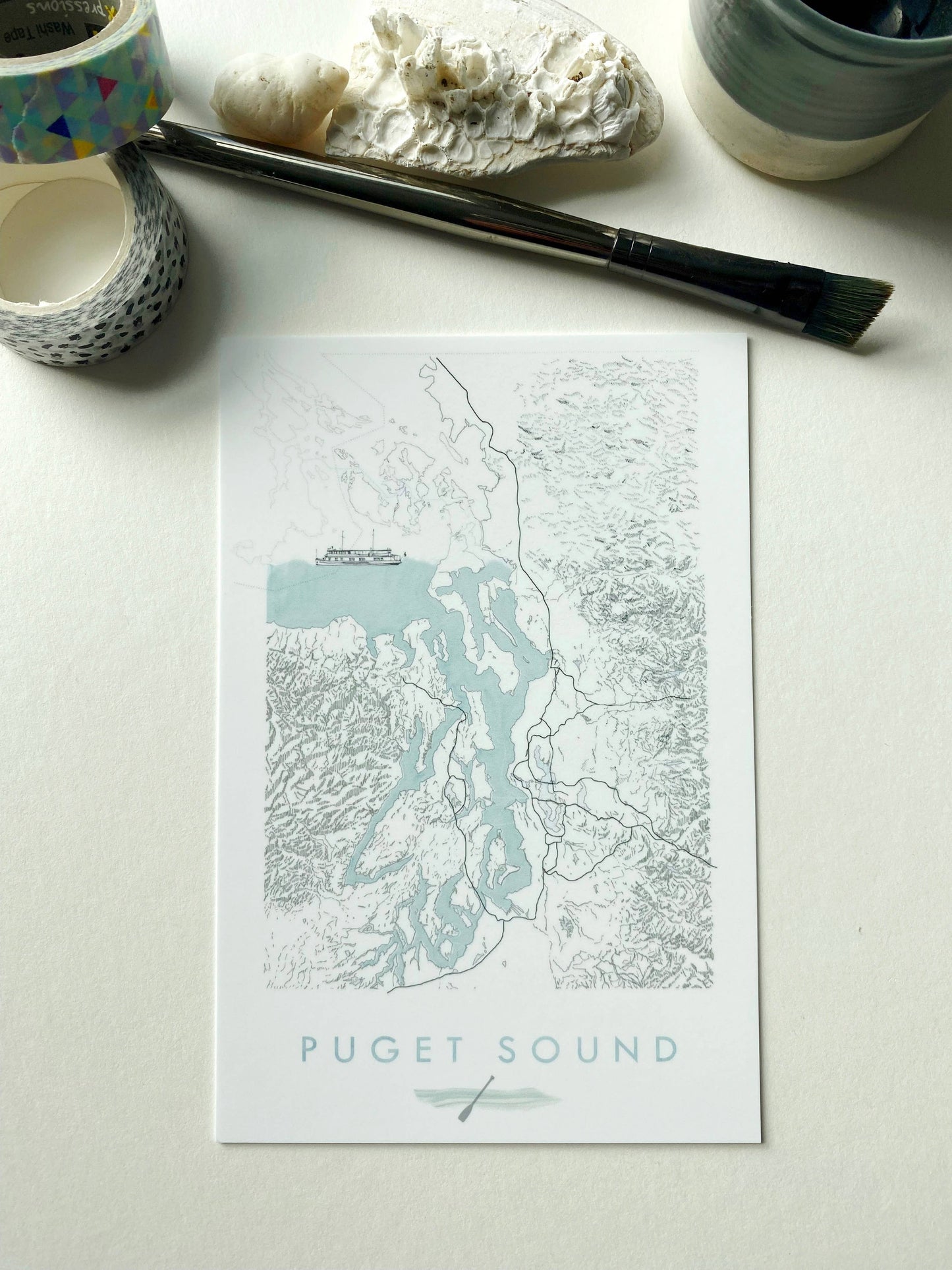 Puget Sound Washington Map - Standard Postcard