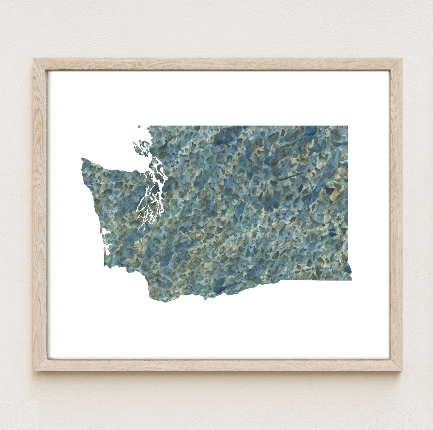 Washington Painted State Map - 8"x10" ART PRINT: Waves