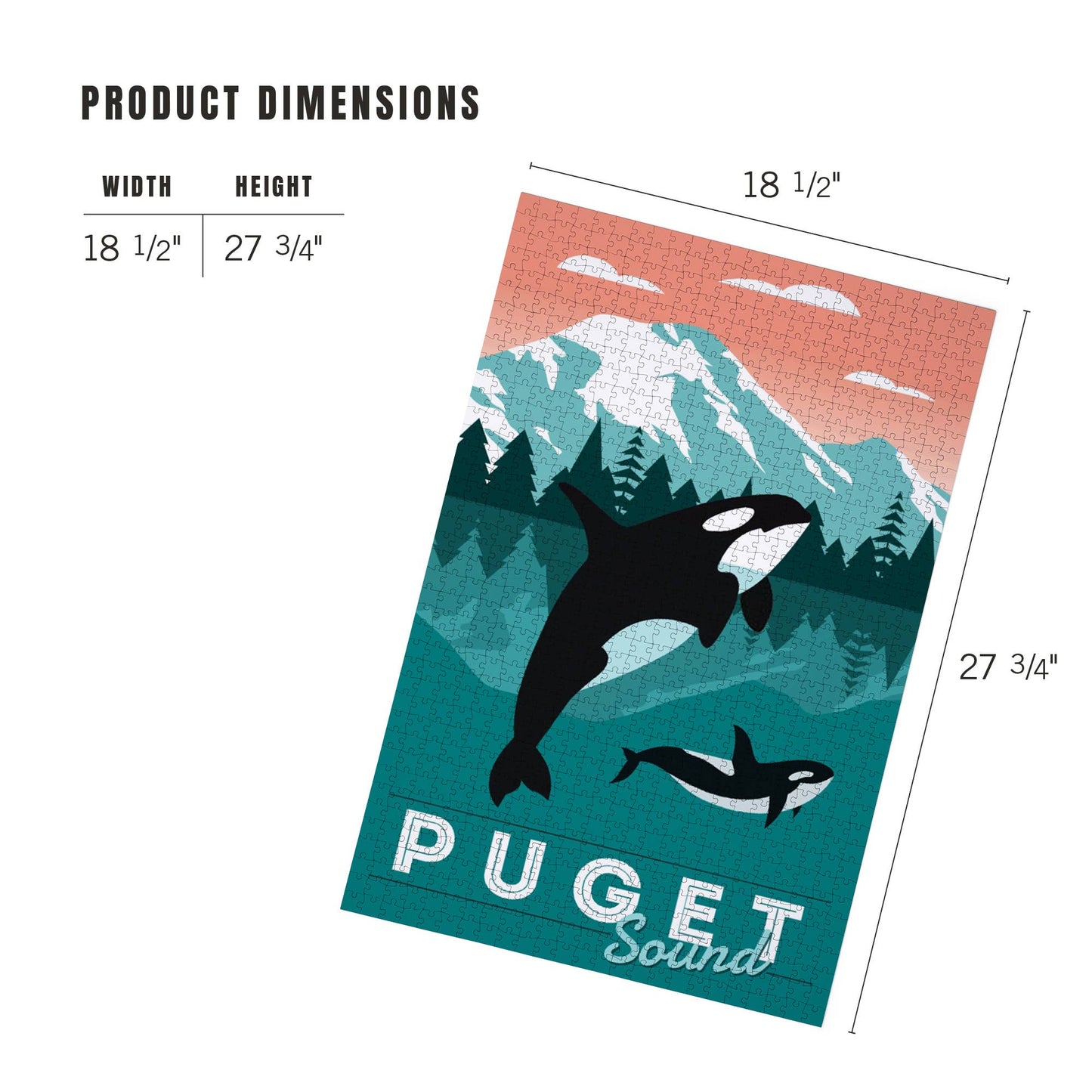 1000 PIECE PUZZLE Puget Sound, Orca Whale & Calf