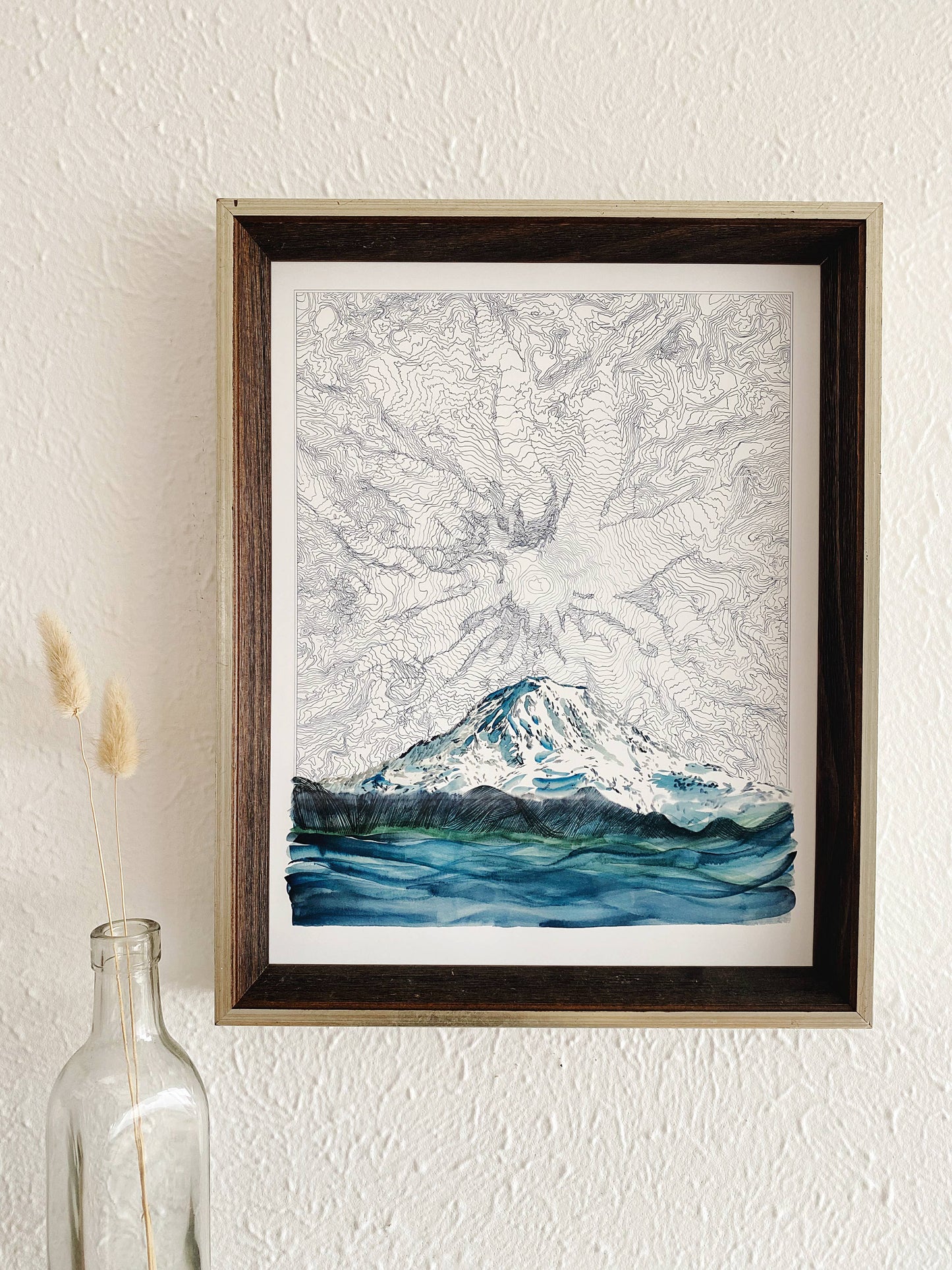 Mount Rainier TAHOMA Topo Mountain ART PRINT : 11 x 14