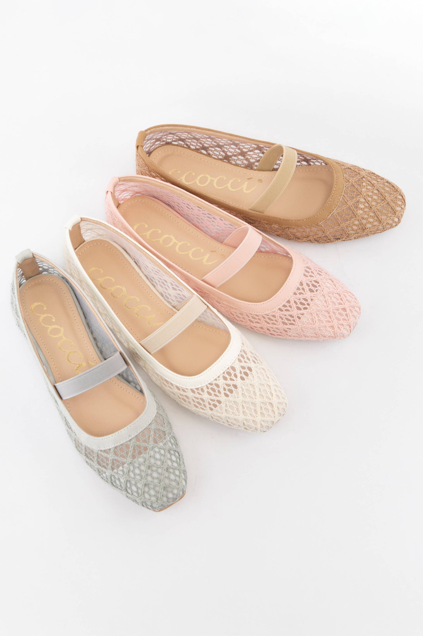 REGINA SEMI SQUARE TOE COTTON LACE UPPER FLAT