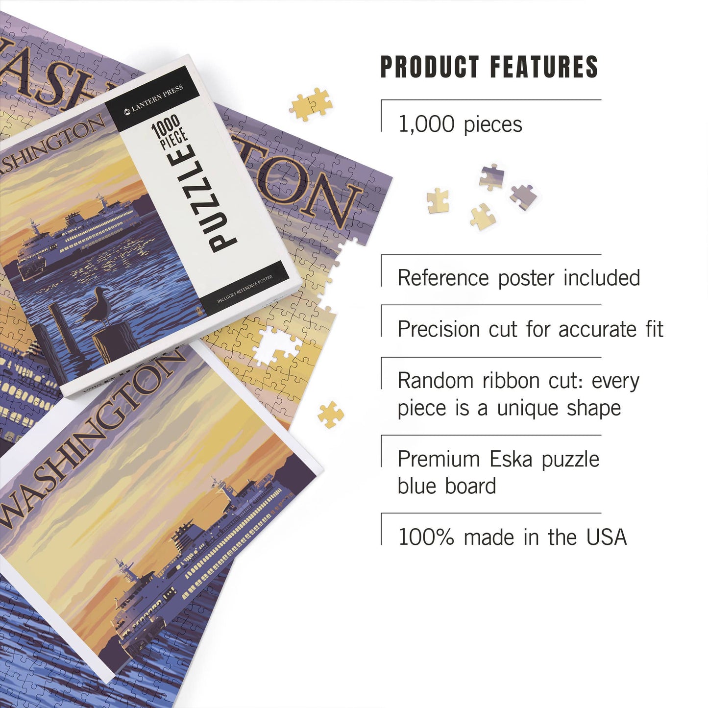 1000 PIECE PUZZLE Washington, Ferry Sunset & Gull