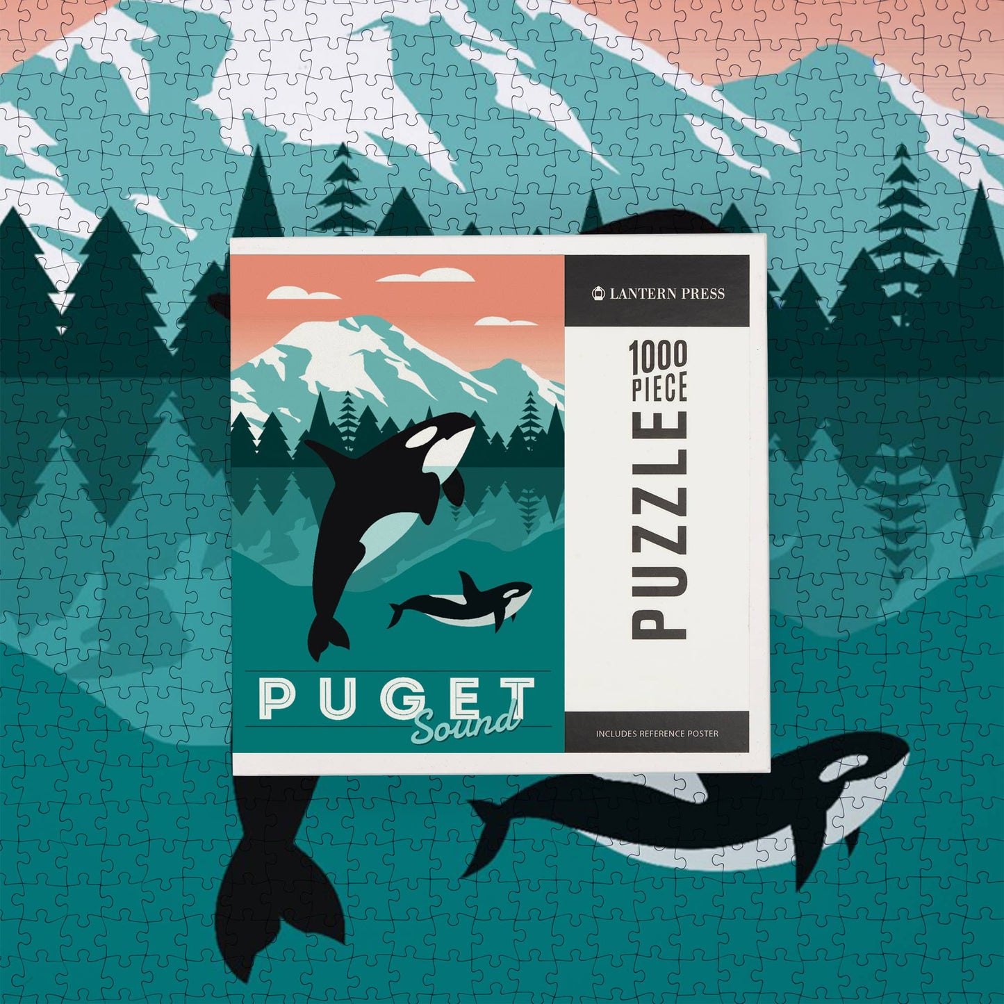 1000 PIECE PUZZLE Puget Sound, Orca Whale & Calf