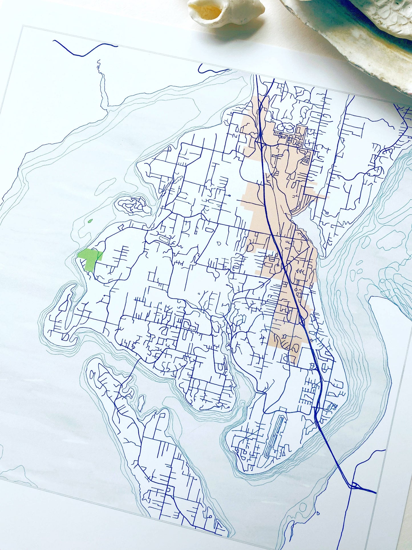 Gig Harbor Washington Map Drawing ART PRINT: 11 x 14