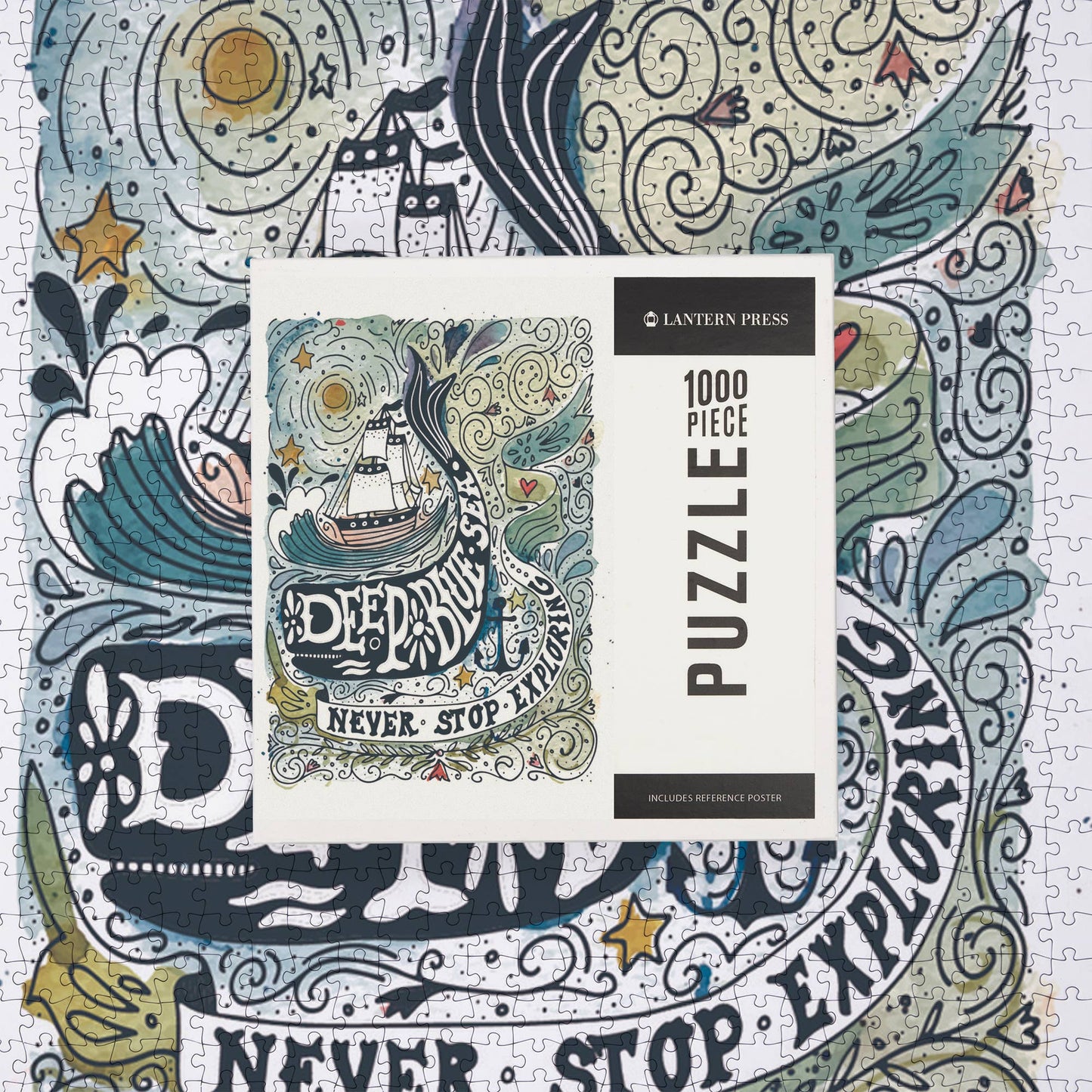 1000 PIECE PUZZLE Watercolor Whale, Deep Blue Sea