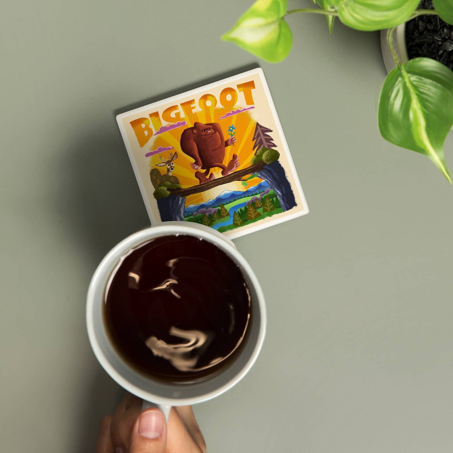 Ceramic Coaster Bigfoot Mid-Century Inspired