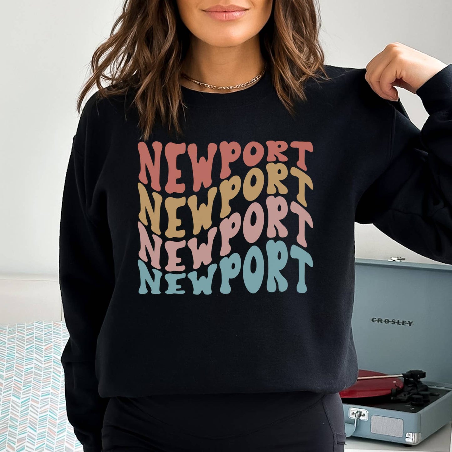 CUSTOM WAVY LOCATION CREWNECK SWEATSHIRT | S-2XL