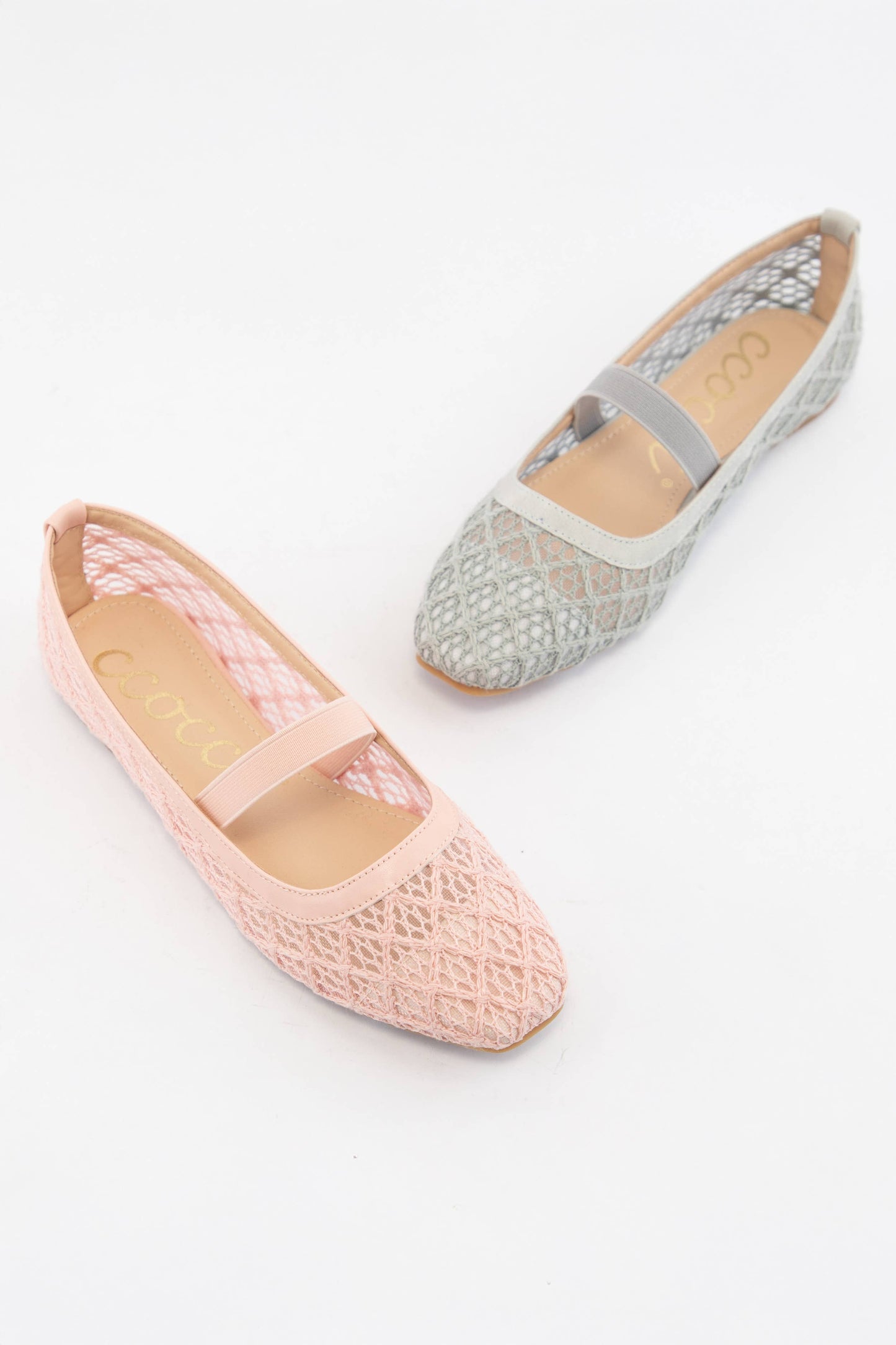 REGINA SEMI SQUARE TOE COTTON LACE UPPER FLAT